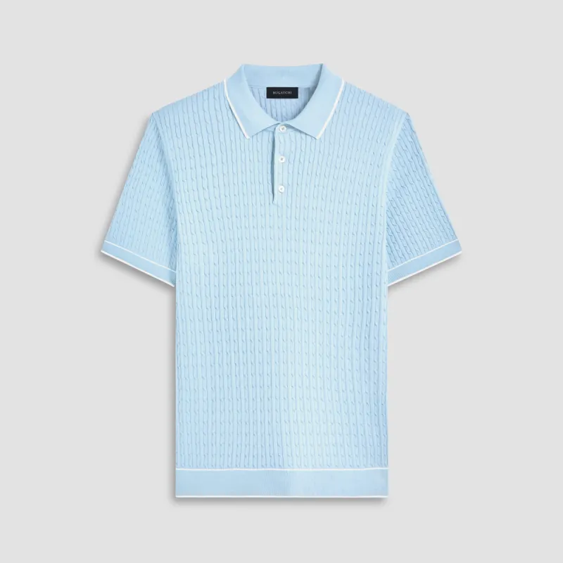 Cable Stitch Short Sleeve Polo Sweater sold by Bugatchi