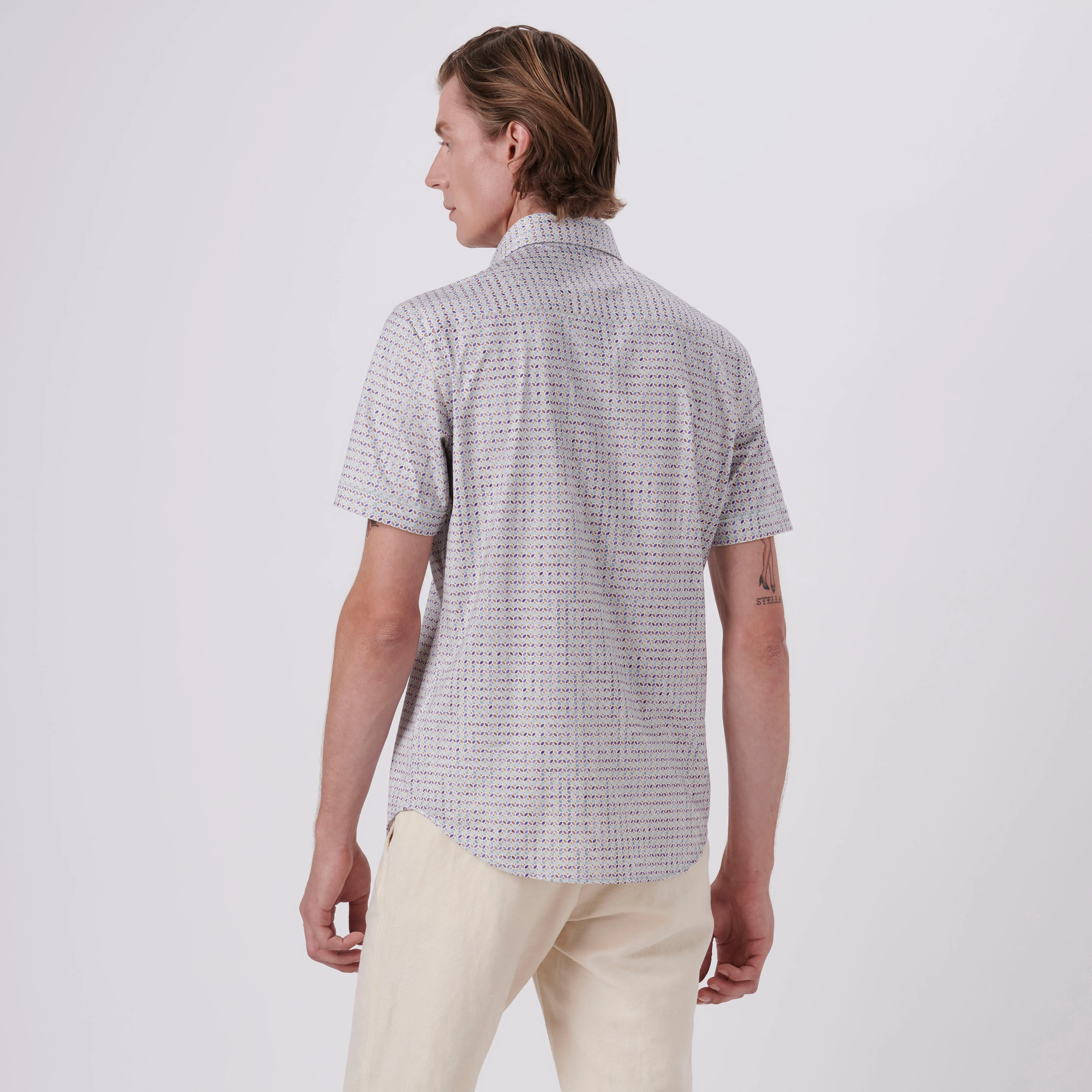 Miles Geometric Print OoohCotton Short Sleeve Shirt sold by Bugatchi product image thumbnail 4