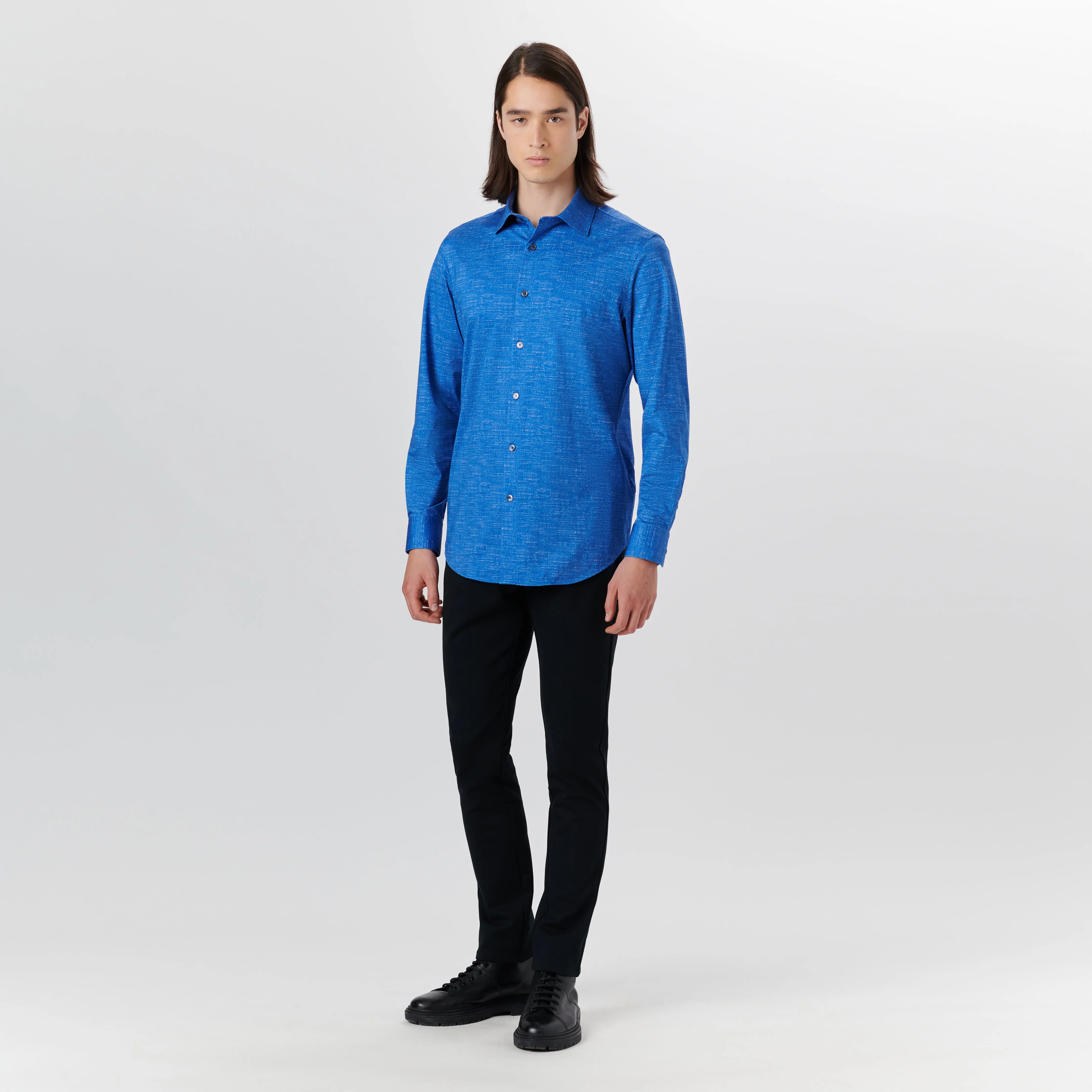 JAMES Chambray Print OoohCotton Shirt sold by Bugatchi product image thumbnail 5