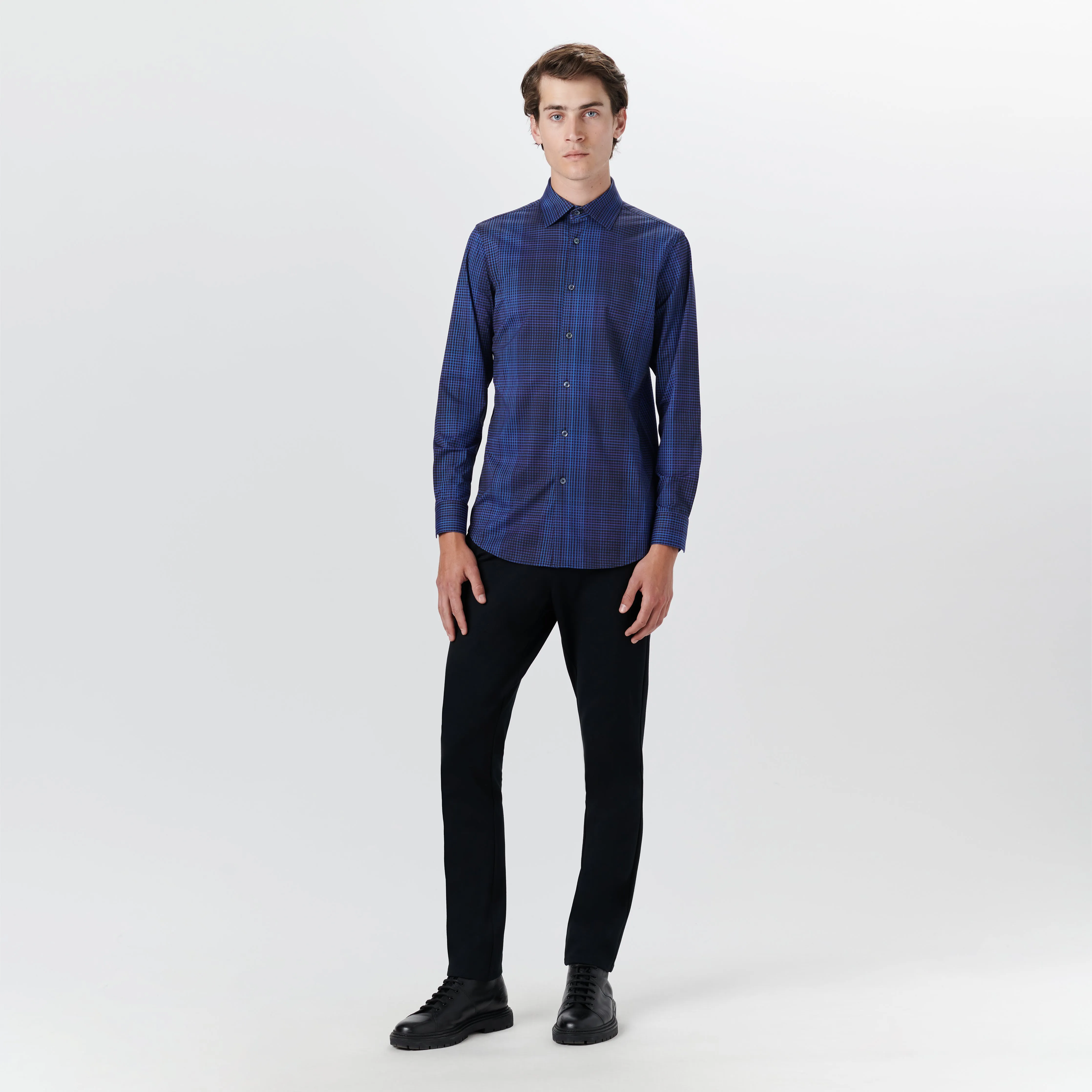 JAMES Mini Check OoohCotton Shirt sold by Bugatchi product image thumbnail 5
