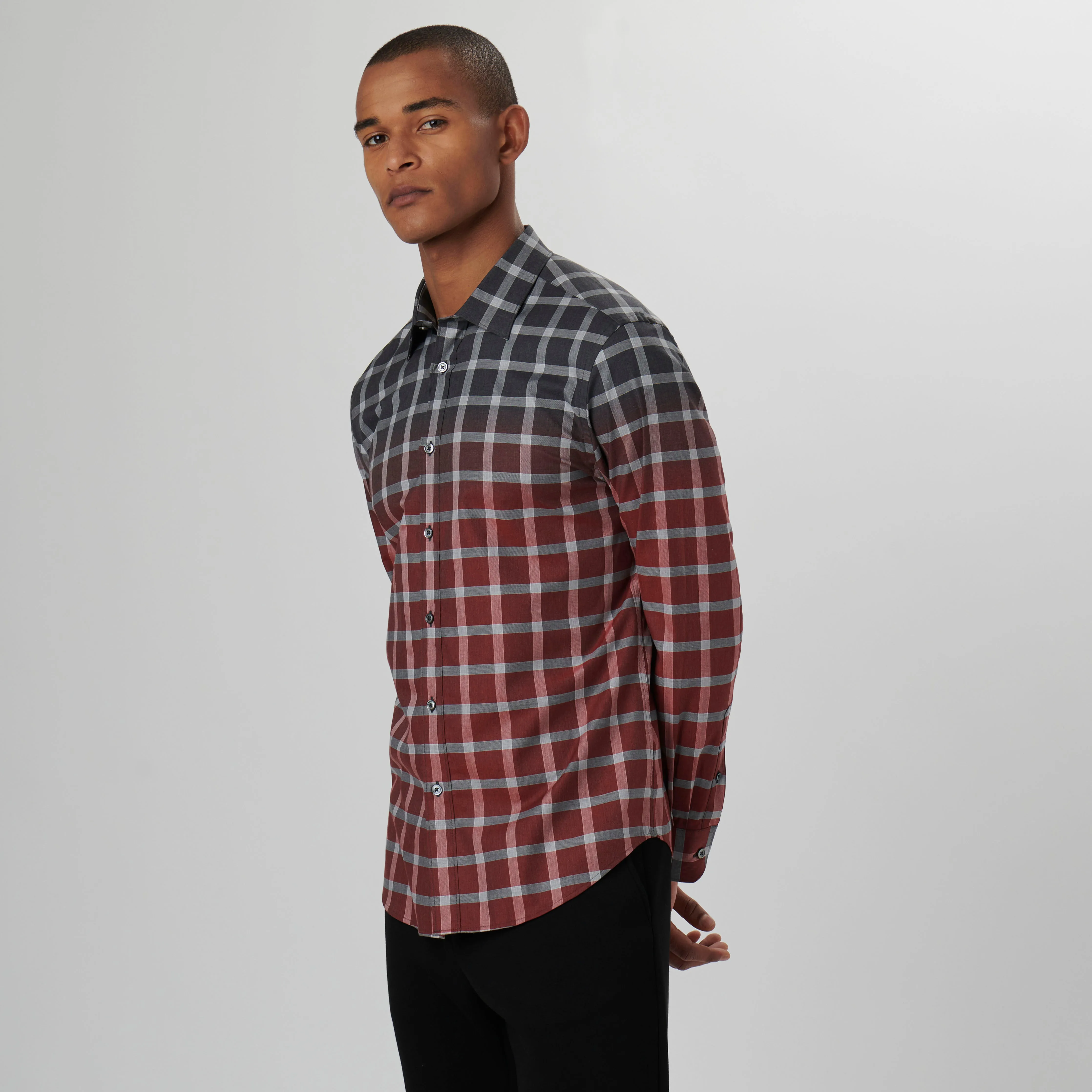 Julian Gradient Windowpane Check Shirt sold by Bugatchi product image thumbnail 3