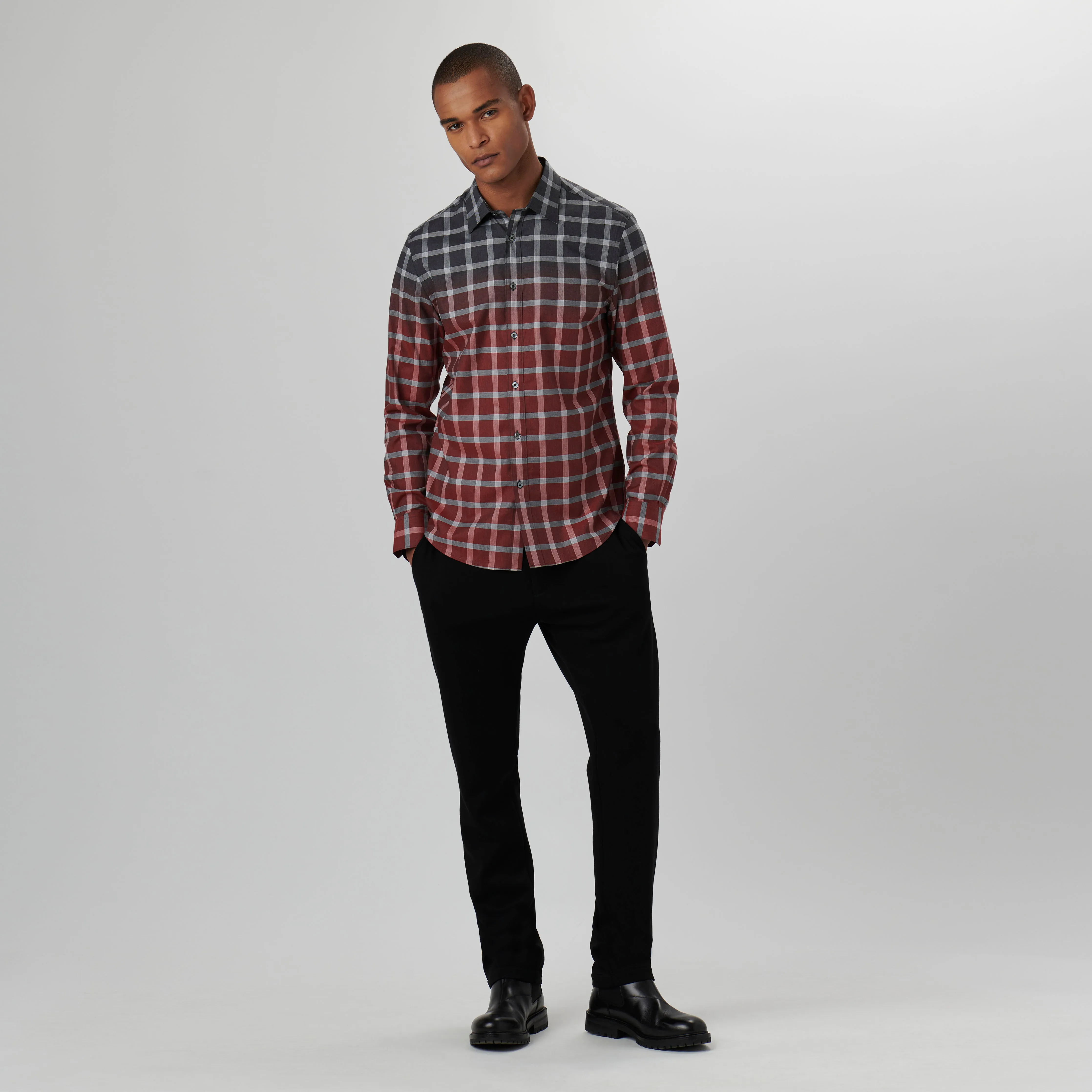 Julian Gradient Windowpane Check Shirt sold by Bugatchi product image thumbnail 5