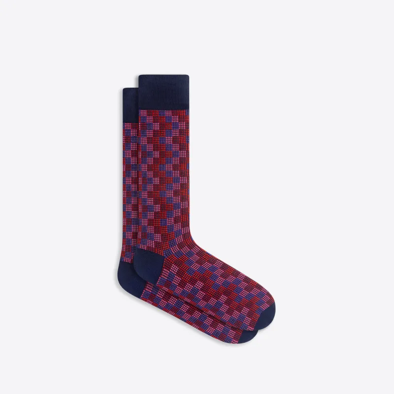 Checkerboard Mid-Calf Socks sold by Bugatchi