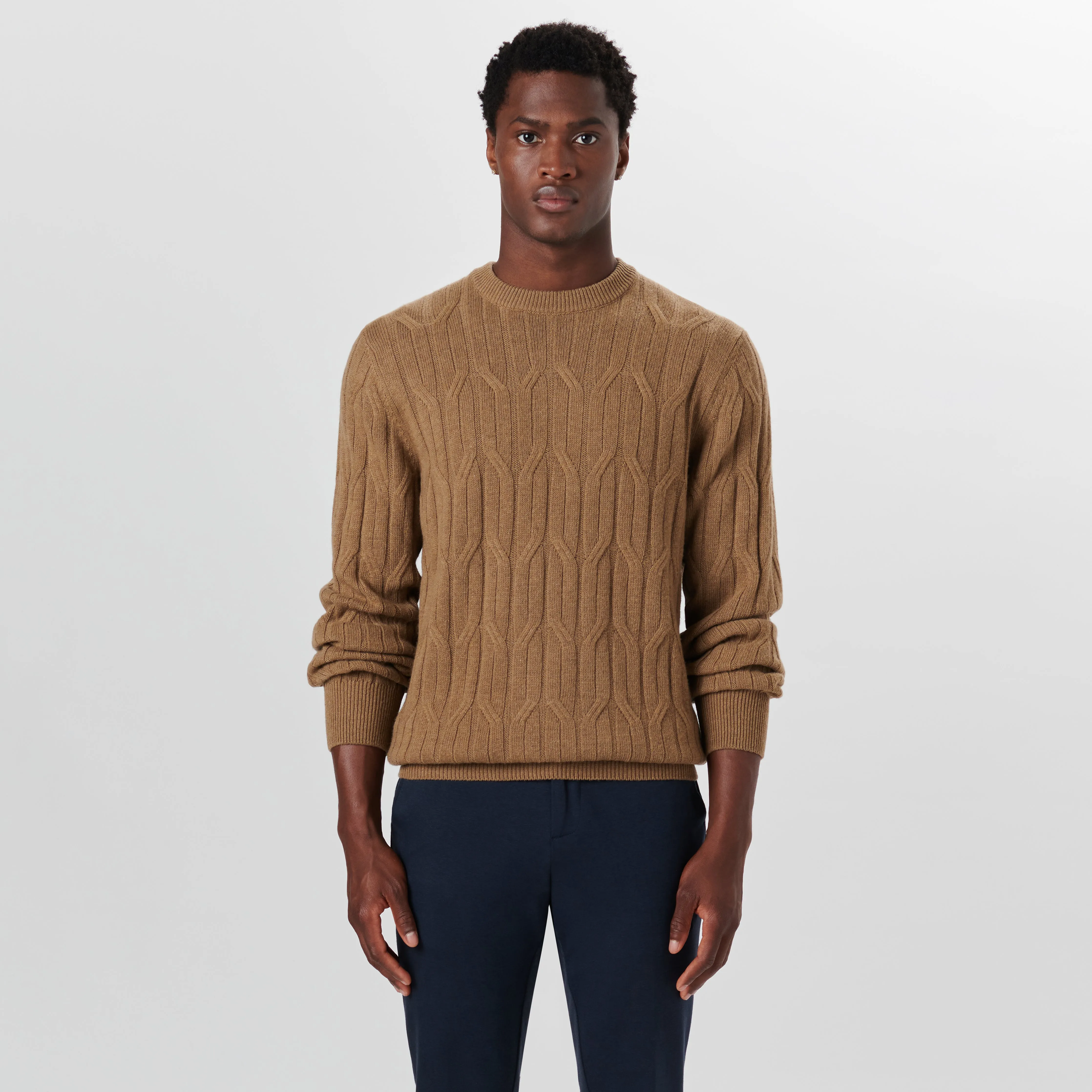 Crew Neck Cable Jacquard Sweater sold by Bugatchi product image thumbnail 2