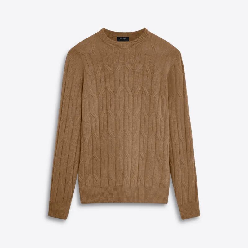 Crew Neck Cable Jacquard Sweater sold by Bugatchi