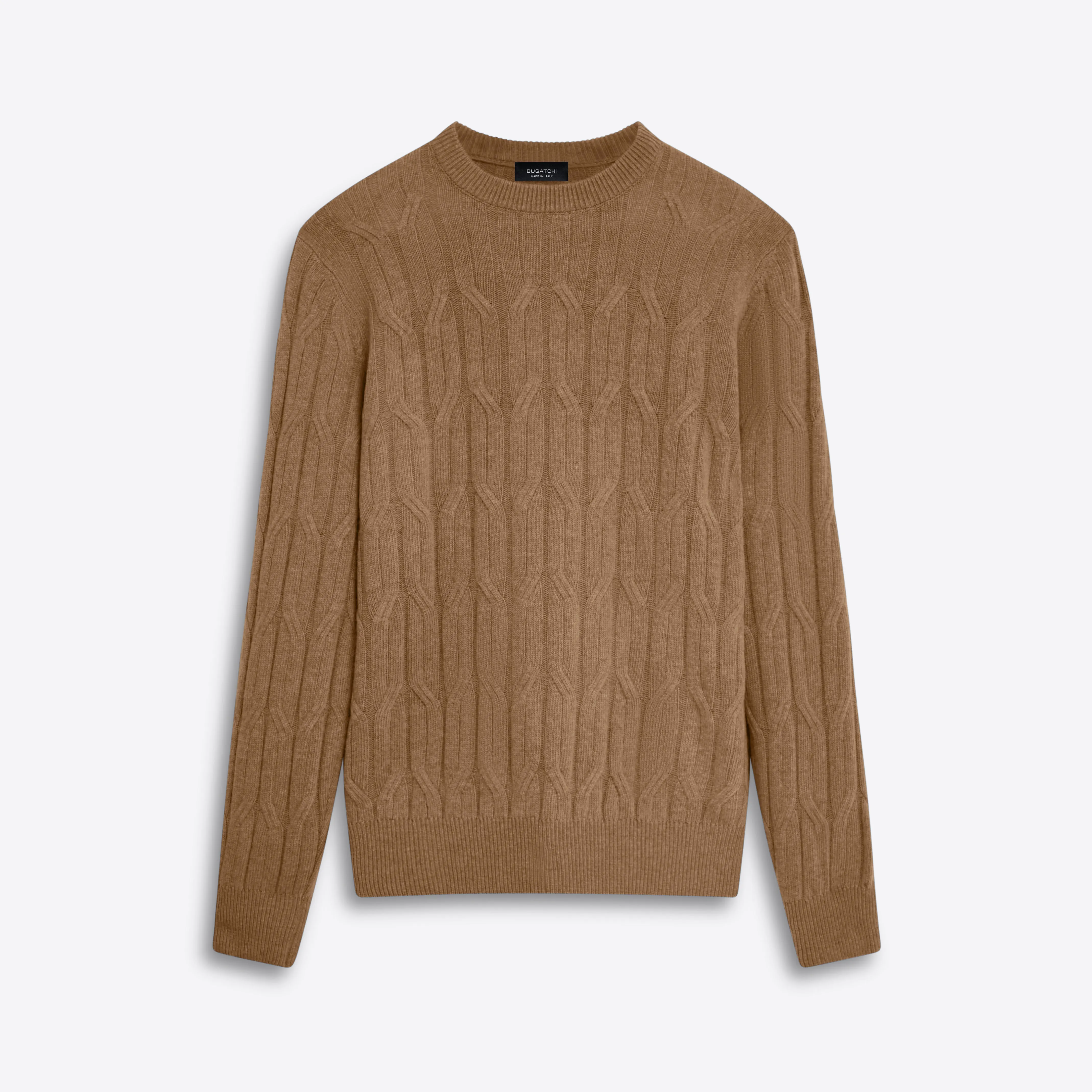 Crew Neck Cable Jacquard Sweater sold by Bugatchi
