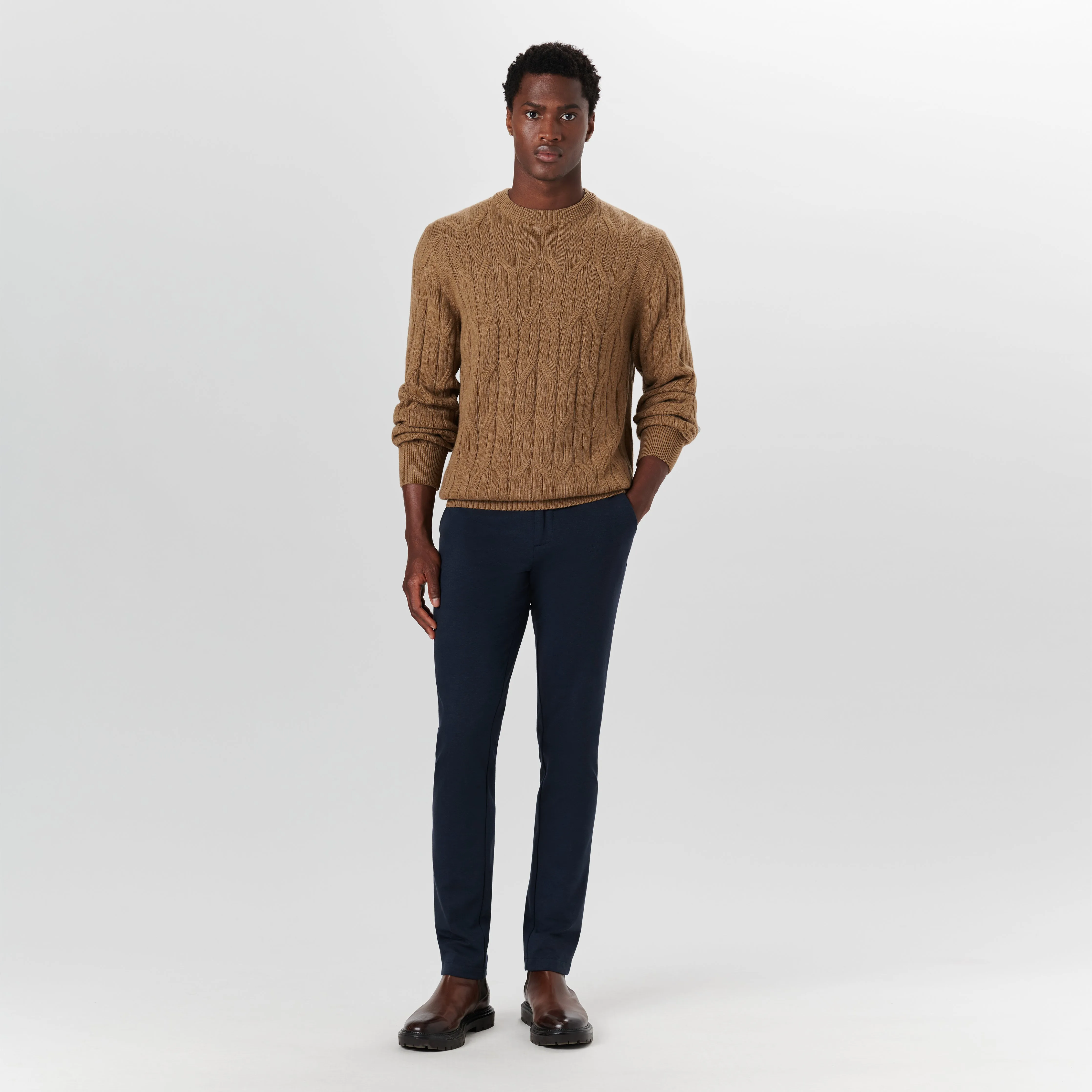 Crew Neck Cable Jacquard Sweater sold by Bugatchi product image thumbnail 5