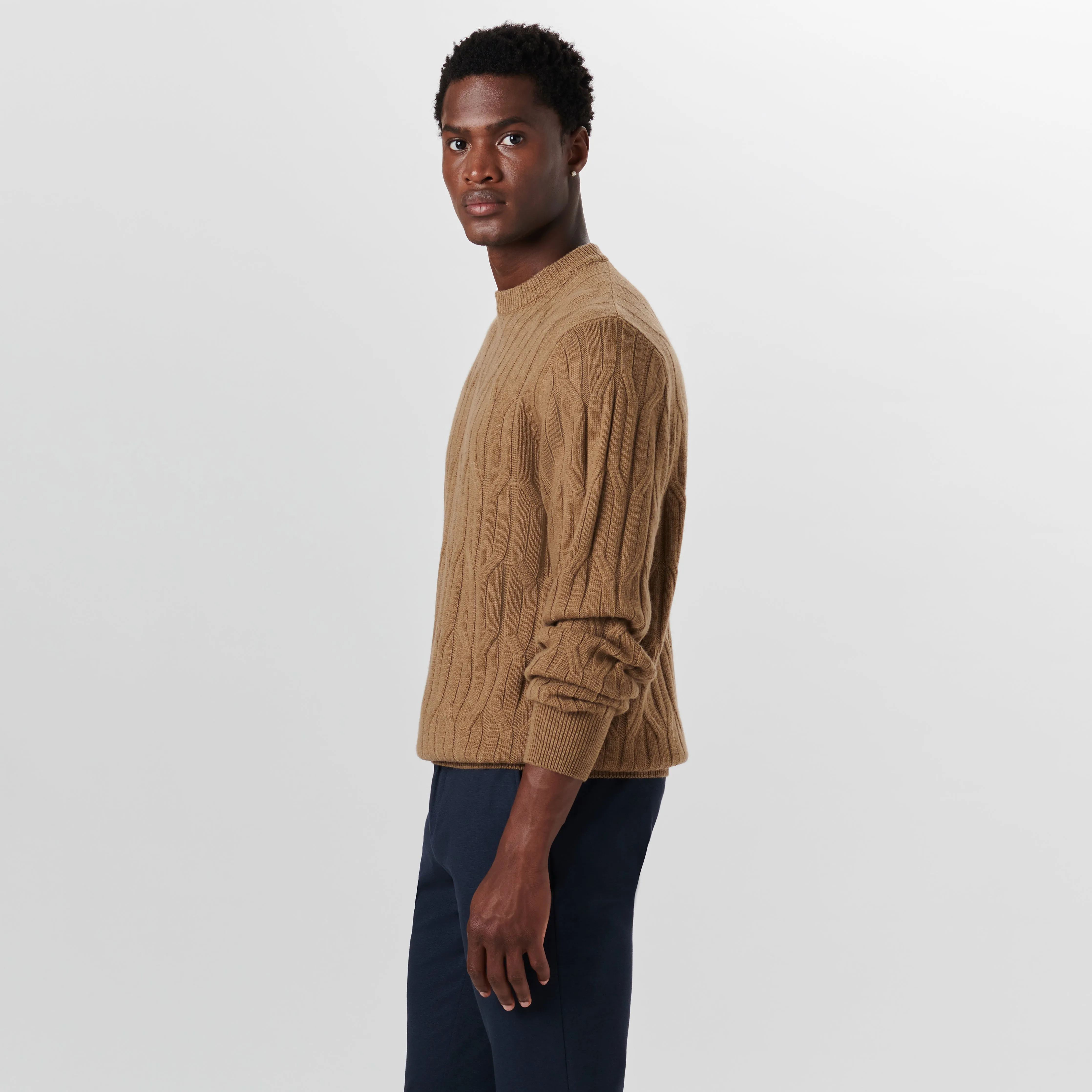 Crew Neck Cable Jacquard Sweater sold by Bugatchi product image thumbnail 3