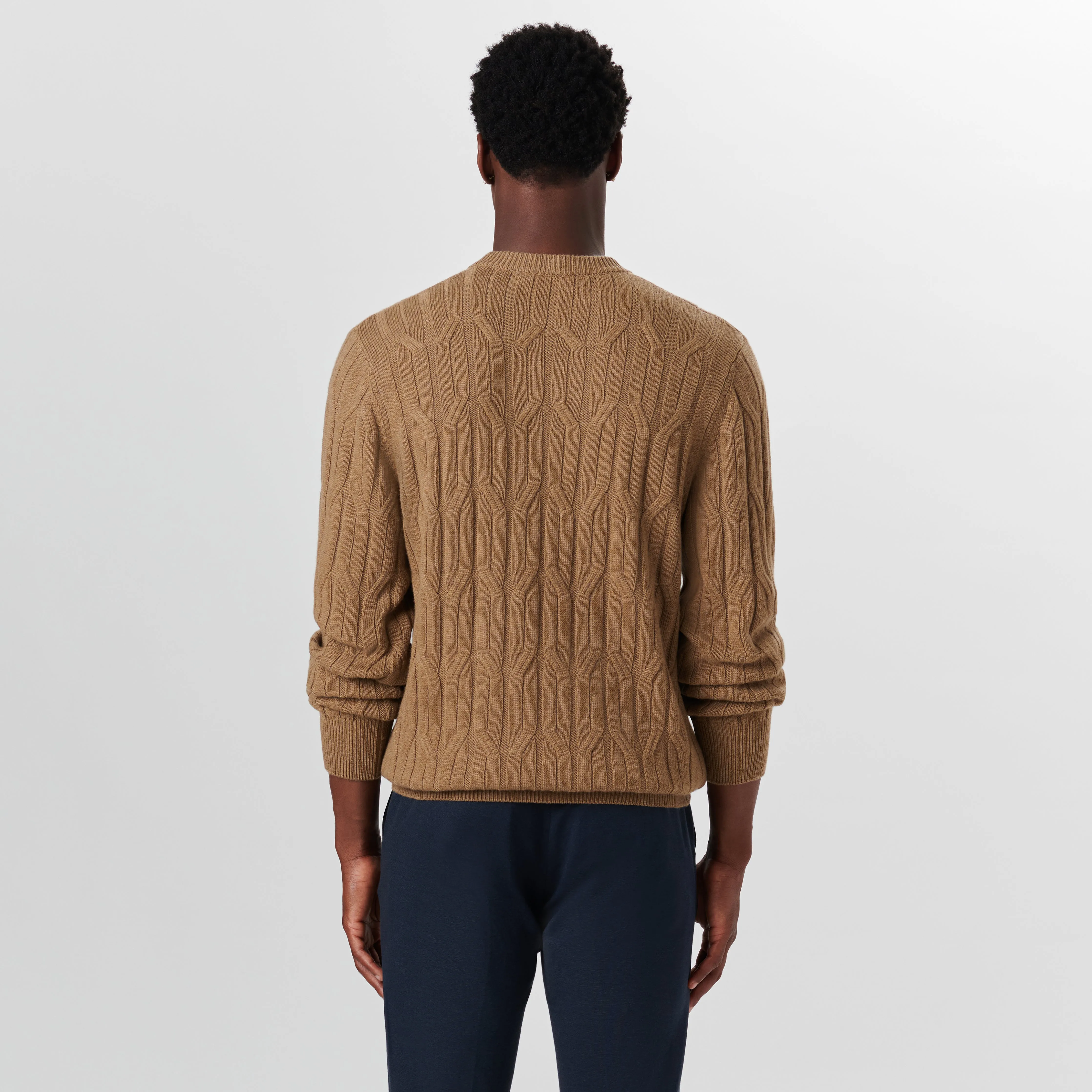 Crew Neck Cable Jacquard Sweater sold by Bugatchi product image thumbnail 4