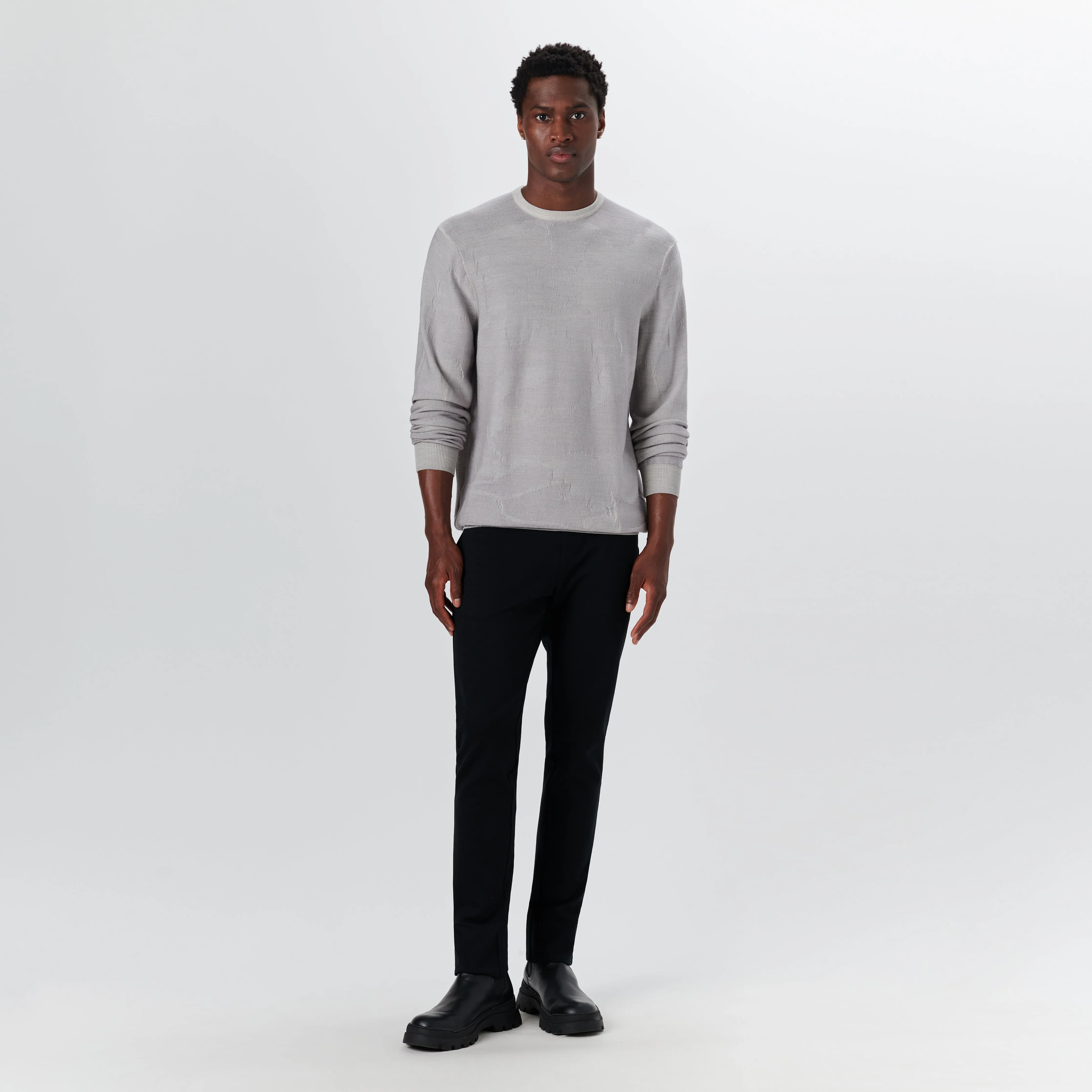 Super Merino Crew Neck Jacquard Sweater sold by Bugatchi product image thumbnail 5