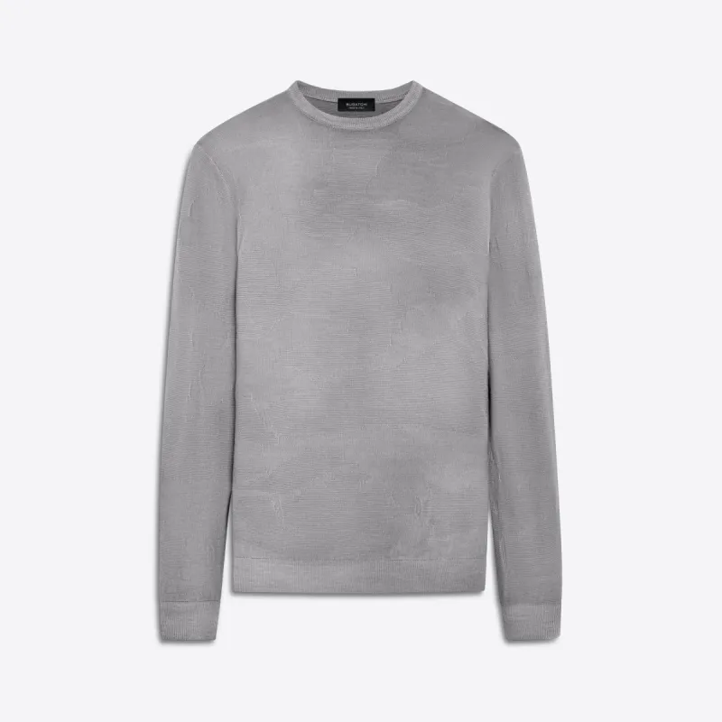 Super Merino Crew Neck Jacquard Sweater sold by Bugatchi
