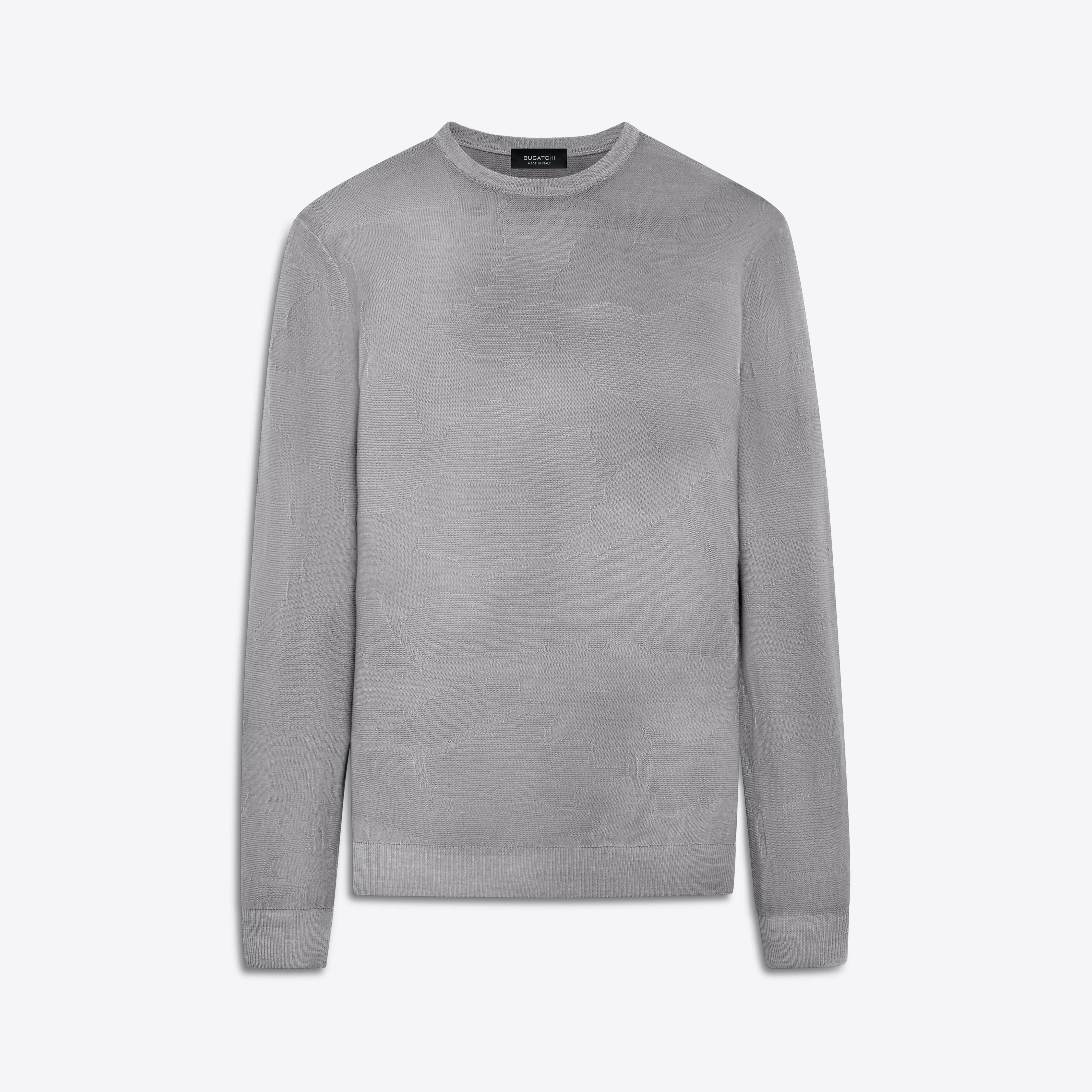Super Merino Crew Neck Jacquard Sweater sold by Bugatchi