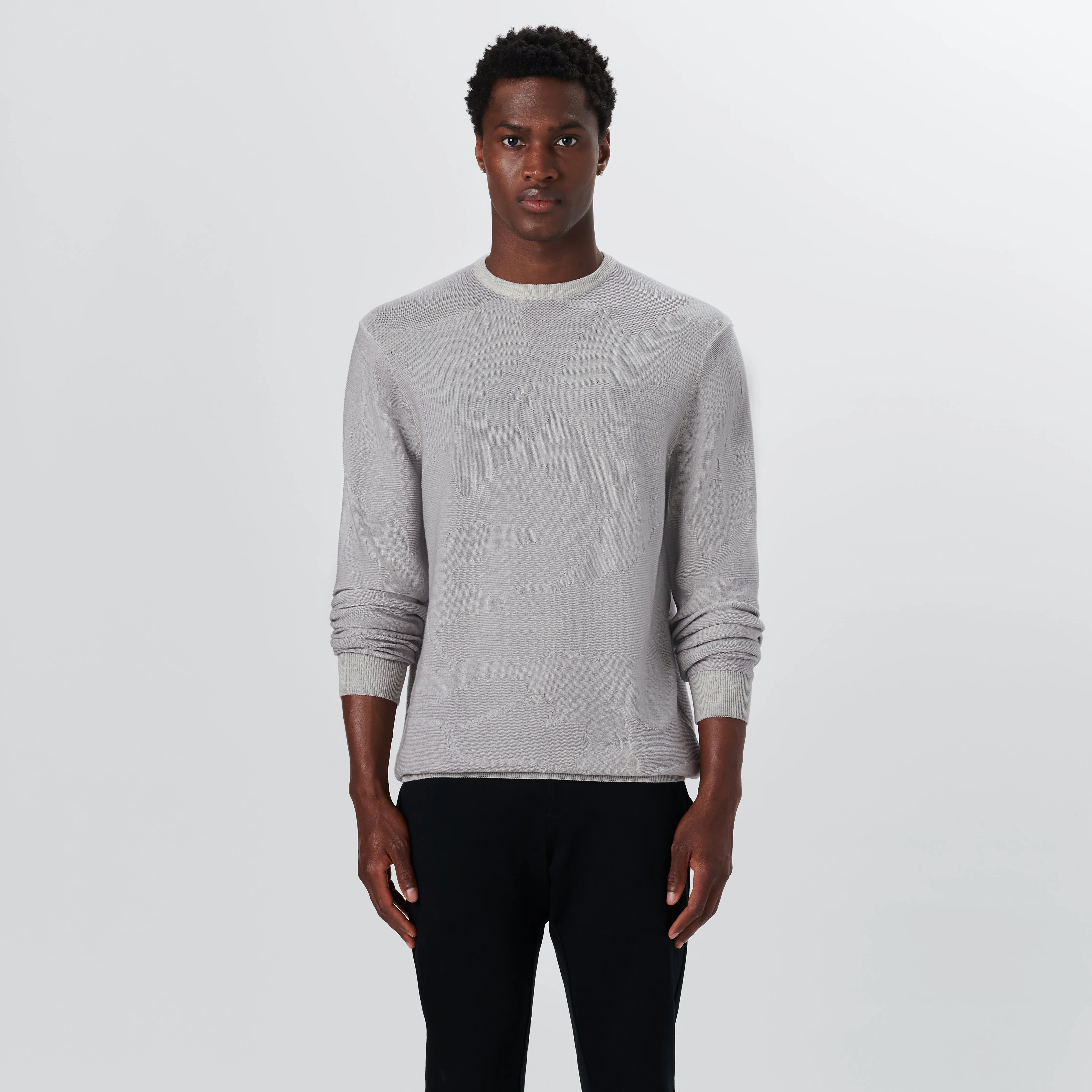 Super Merino Crew Neck Jacquard Sweater sold by Bugatchi product image thumbnail 2
