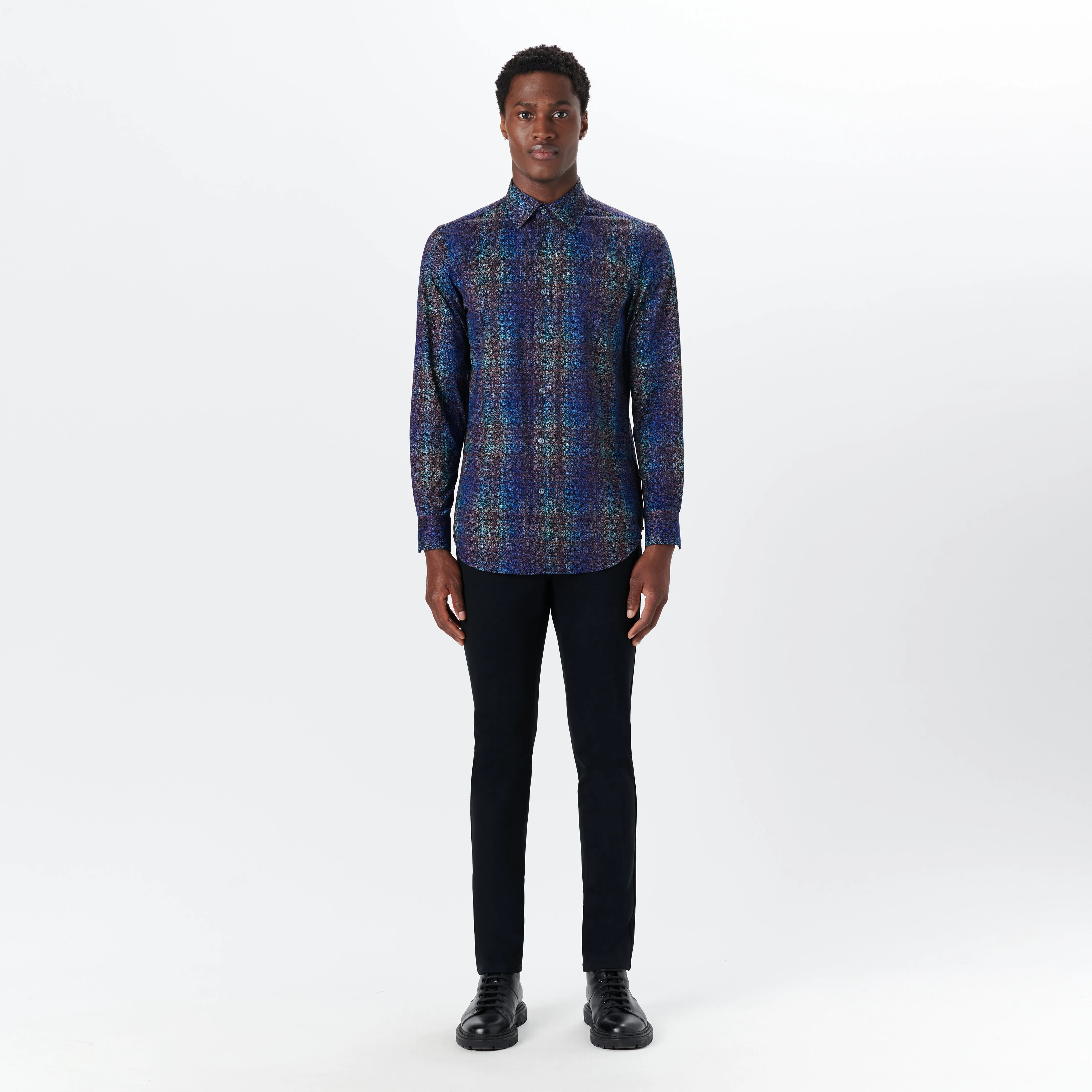 JAMES Check Print OoohCotton Shirt sold by Bugatchi product image thumbnail 5