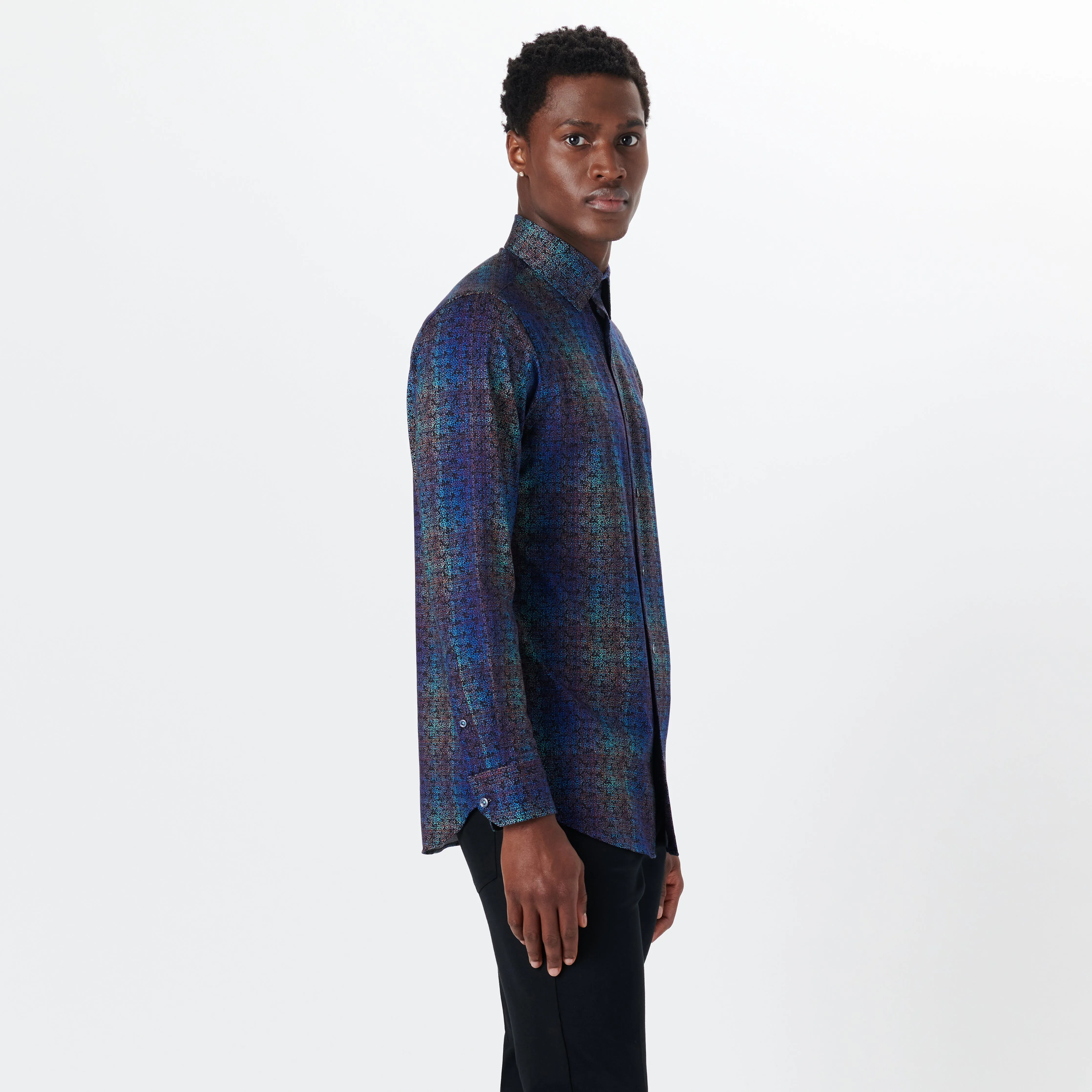 JAMES Check Print OoohCotton Shirt sold by Bugatchi product image thumbnail 3