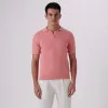 Rib Knit Short Sleeve Johnny Collar Sweater sold by Bugatchi