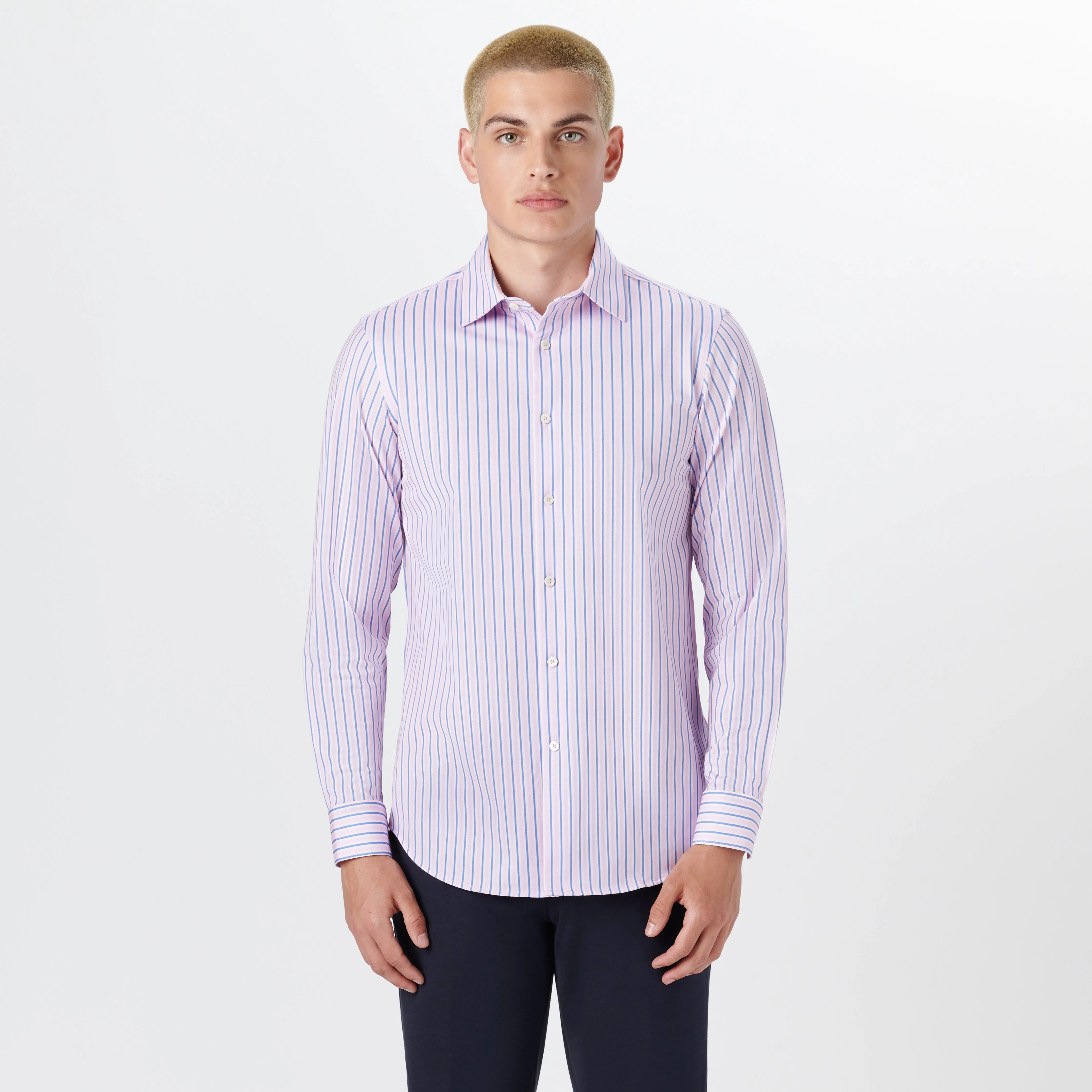 JAMES Pin Stripe OoohCotton Twill Shirt sold by Bugatchi product image thumbnail 2