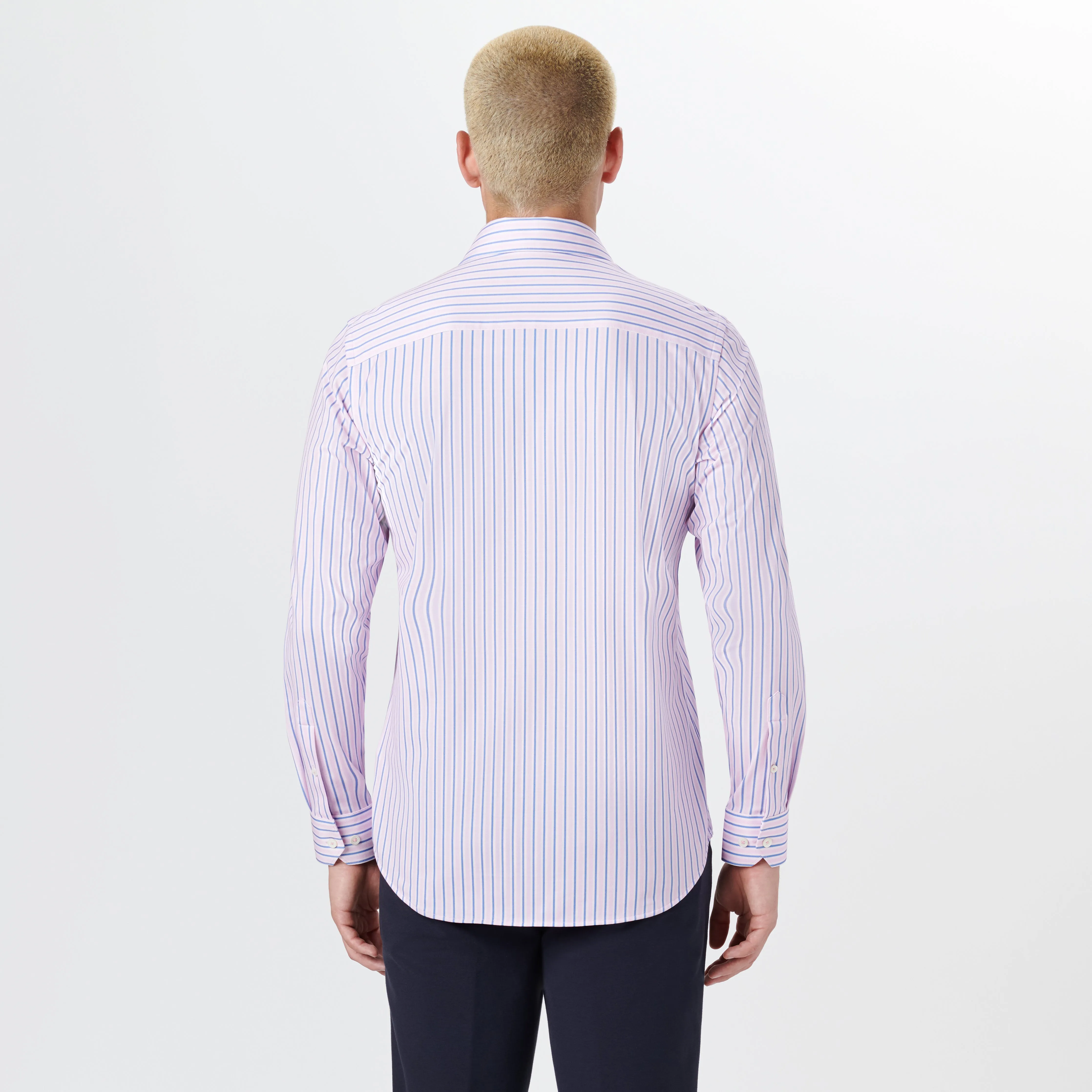 JAMES Pin Stripe OoohCotton Twill Shirt sold by Bugatchi product image thumbnail 4