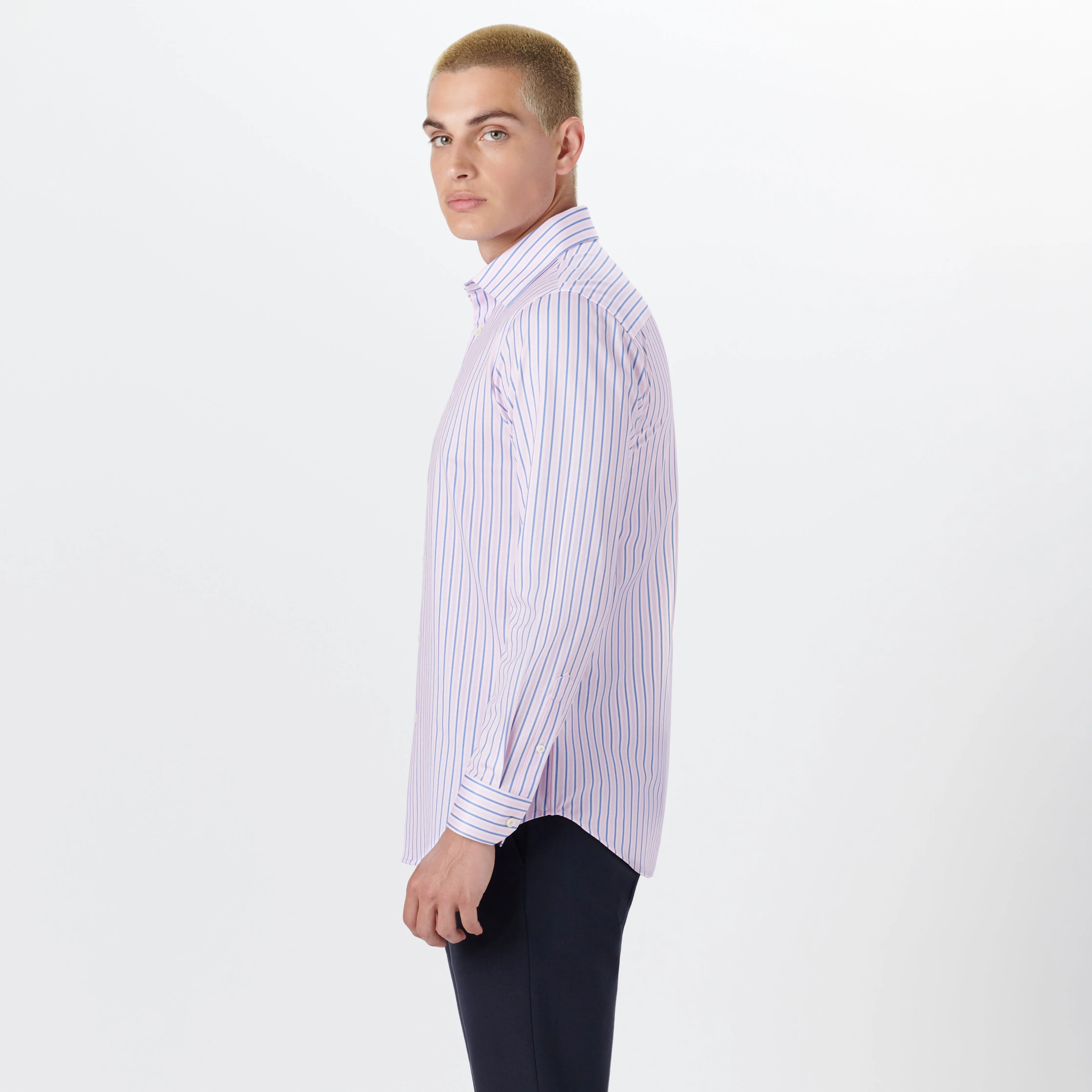 JAMES Pin Stripe OoohCotton Twill Shirt sold by Bugatchi product image thumbnail 3