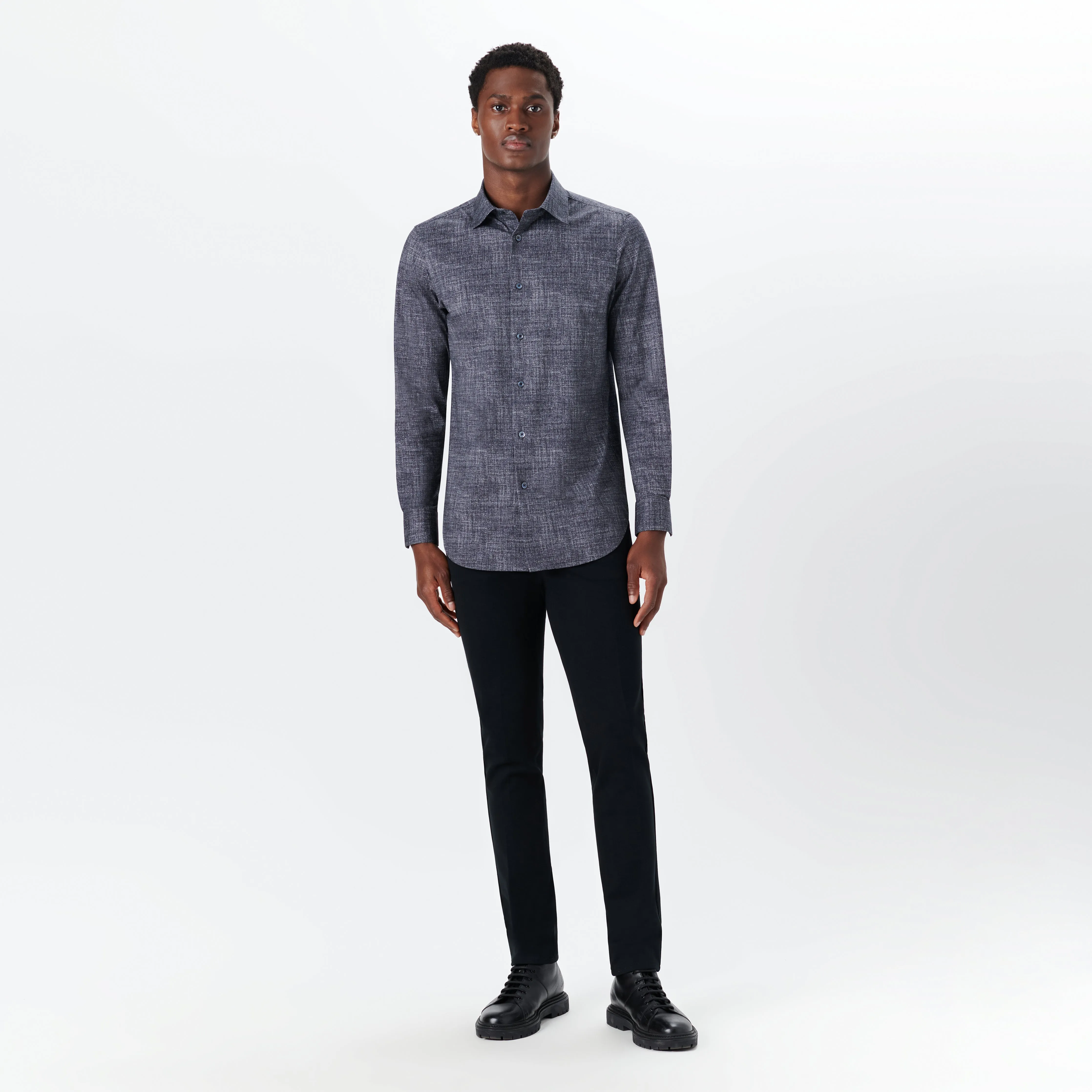 JAMES Chambray Print OoohCotton Shirt sold by Bugatchi product image thumbnail 5