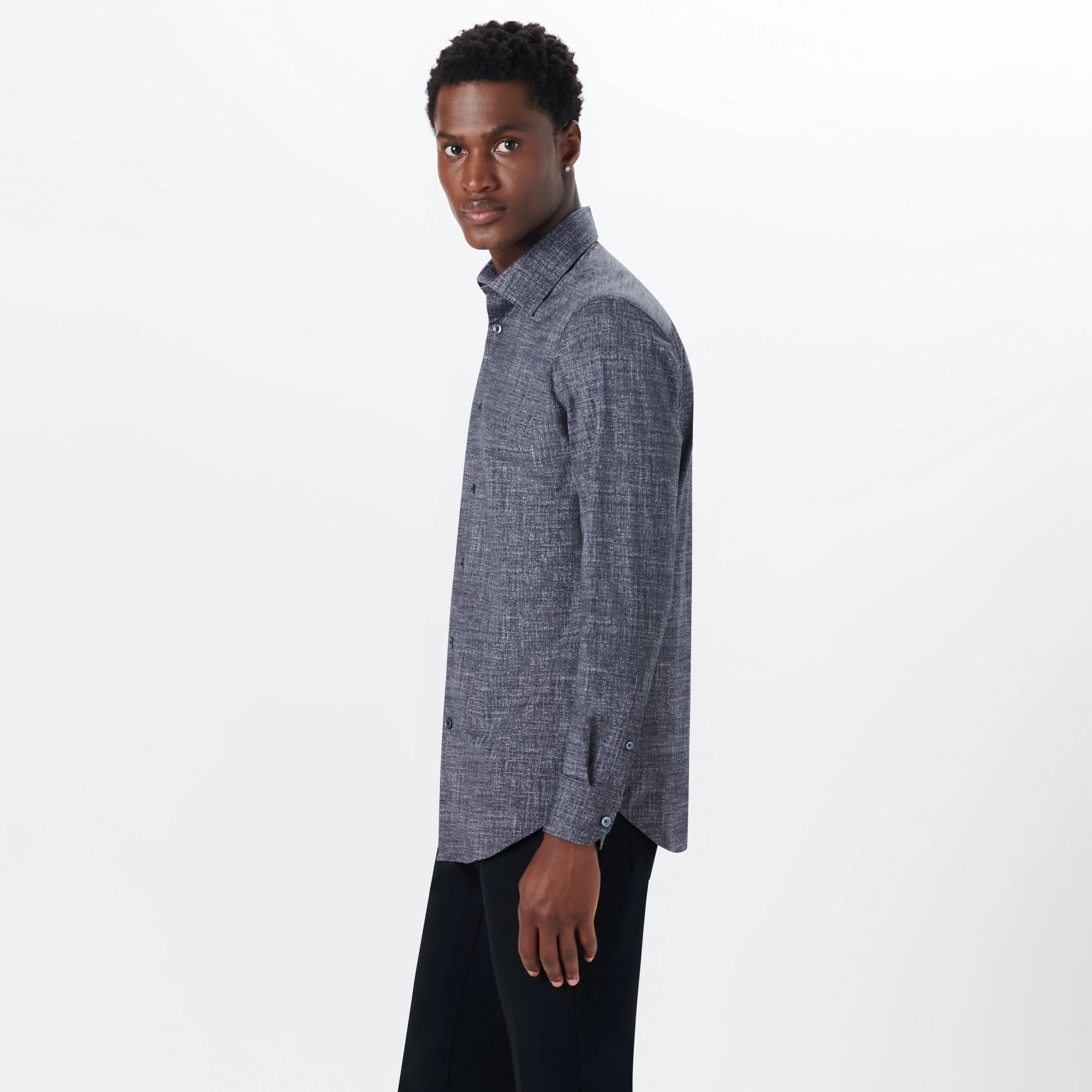 JAMES Chambray Print OoohCotton Shirt sold by Bugatchi product image thumbnail 3