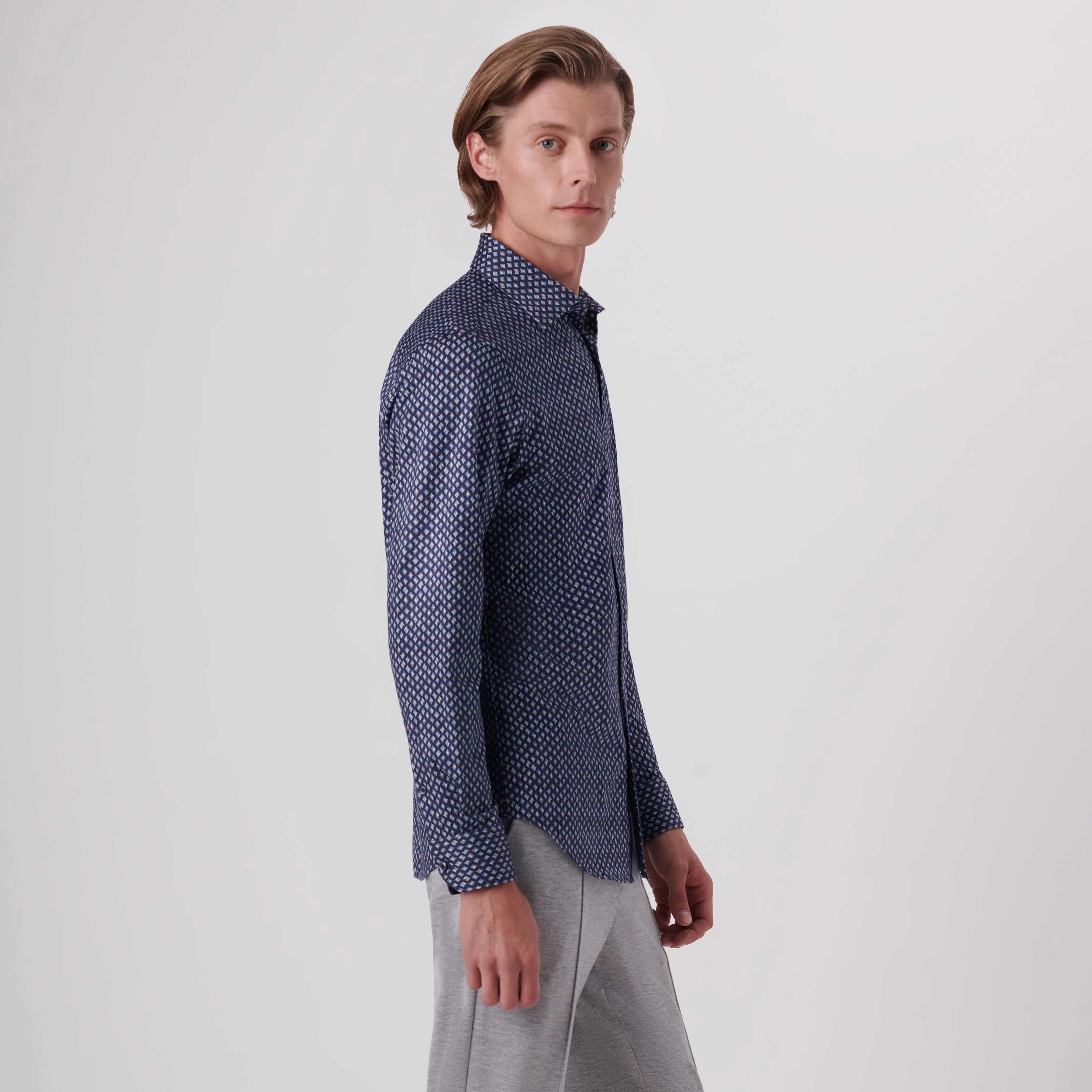James Diamond Print OoohCotton Shirt sold by Bugatchi product image thumbnail 3