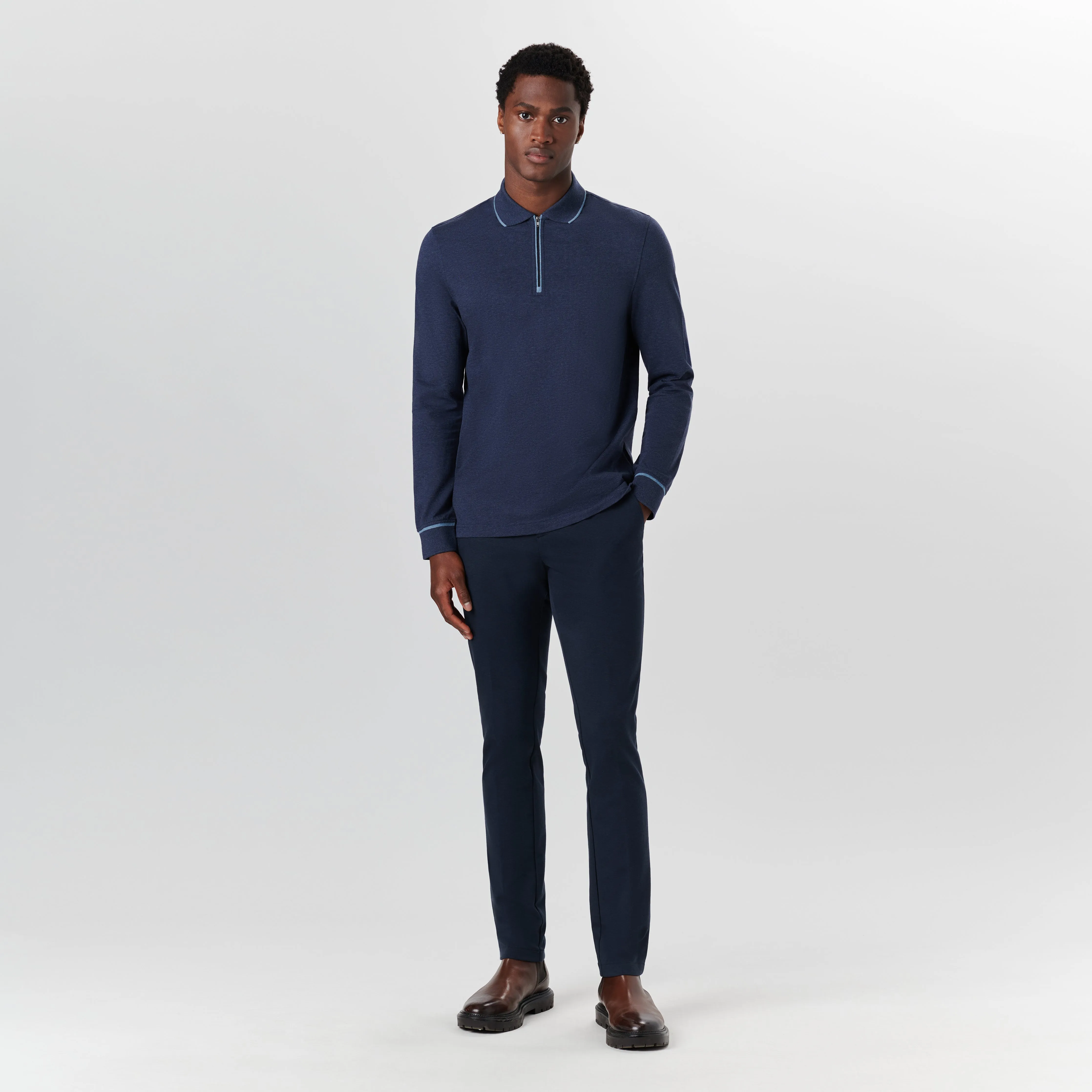 Long Sleeve Quarter Zip Polo sold by Bugatchi product image thumbnail 5