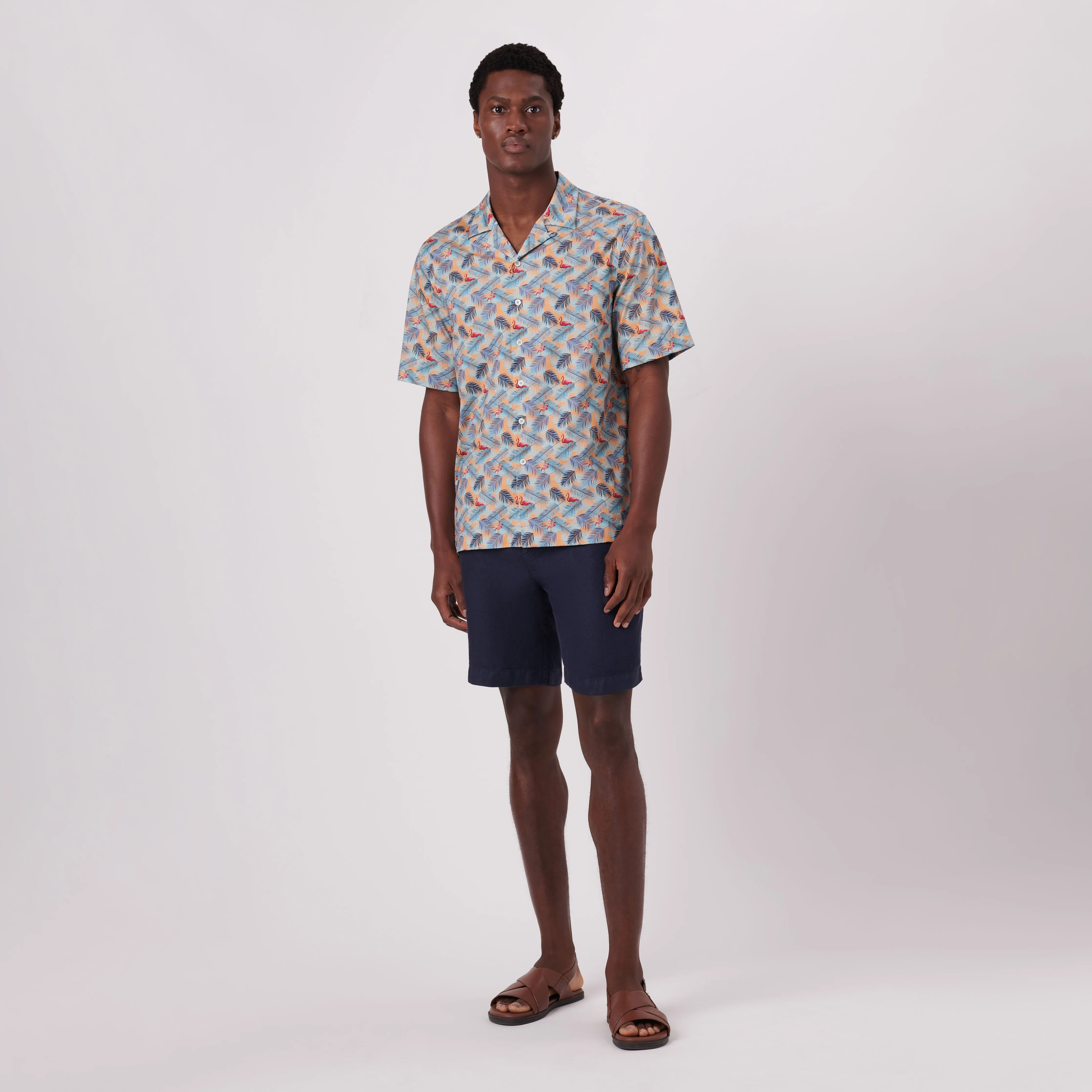 Cole Flamingo Print OoohCotton Camp Shirt sold by Bugatchi product image thumbnail 5