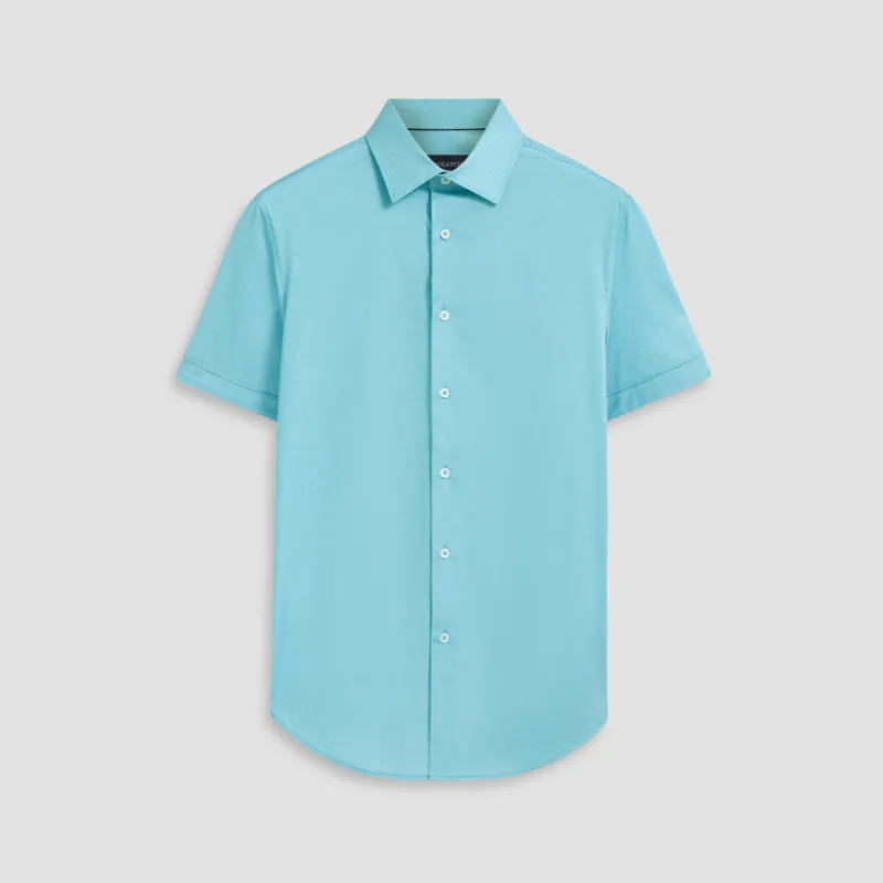 Miles Diagonal Pin Stripe OoohCotton Short Sleeve Shirt sold by Bugatchi