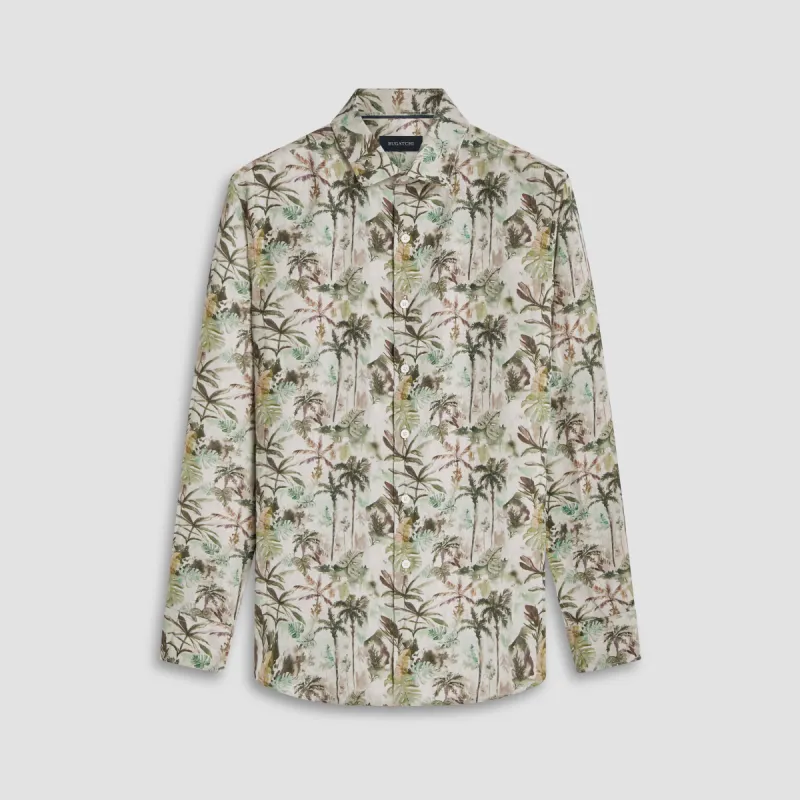Julian Tropical Leaf Print Shirt made by Bugatchi