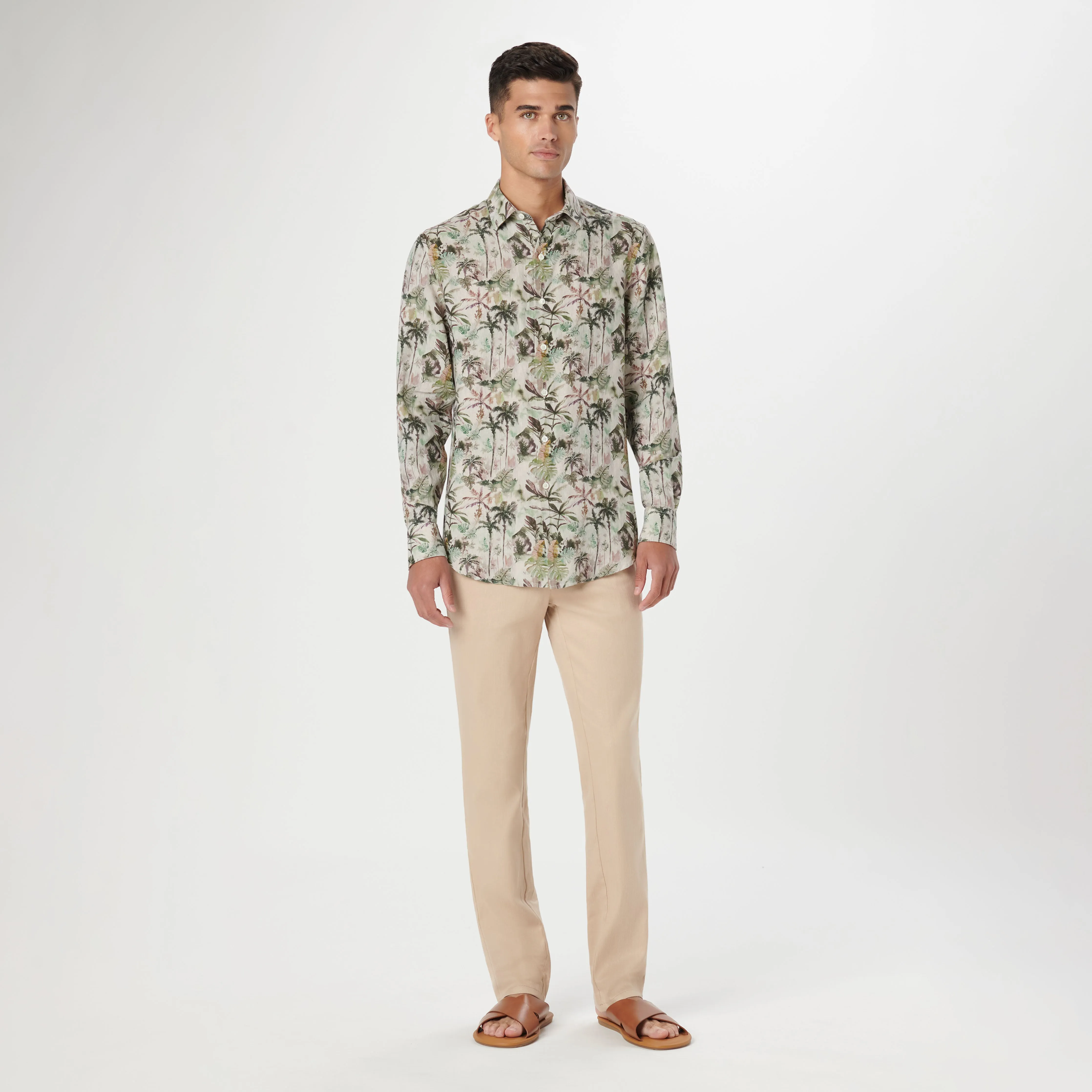 Julian Tropical Leaf Print Shirt sold by Bugatchi product image thumbnail 5