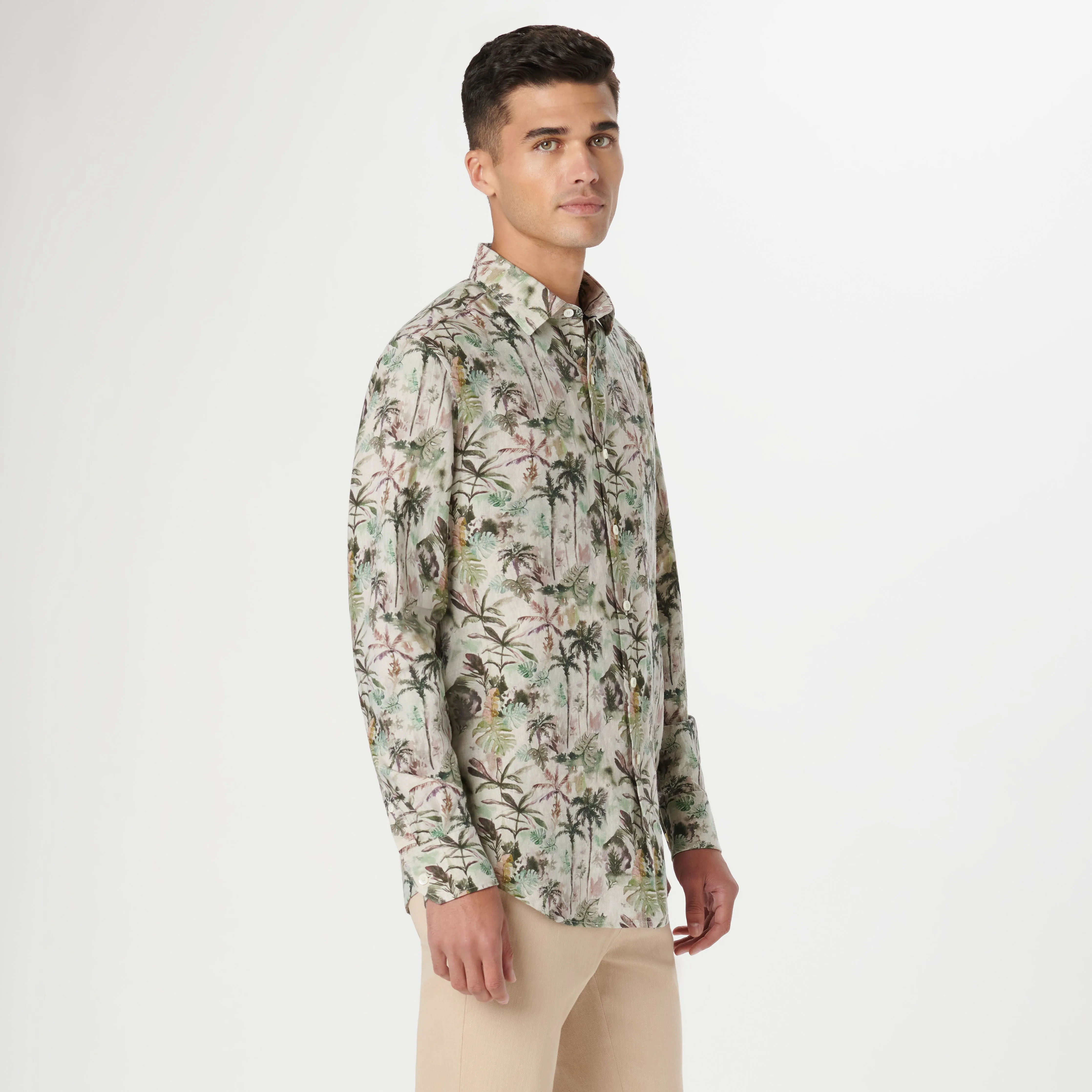 Julian Tropical Leaf Print Shirt sold by Bugatchi product image thumbnail 3