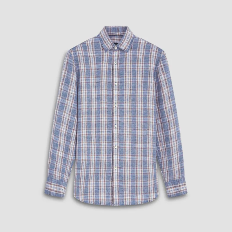 Karl Plaid Check Linen Shirt sold by Bugatchi