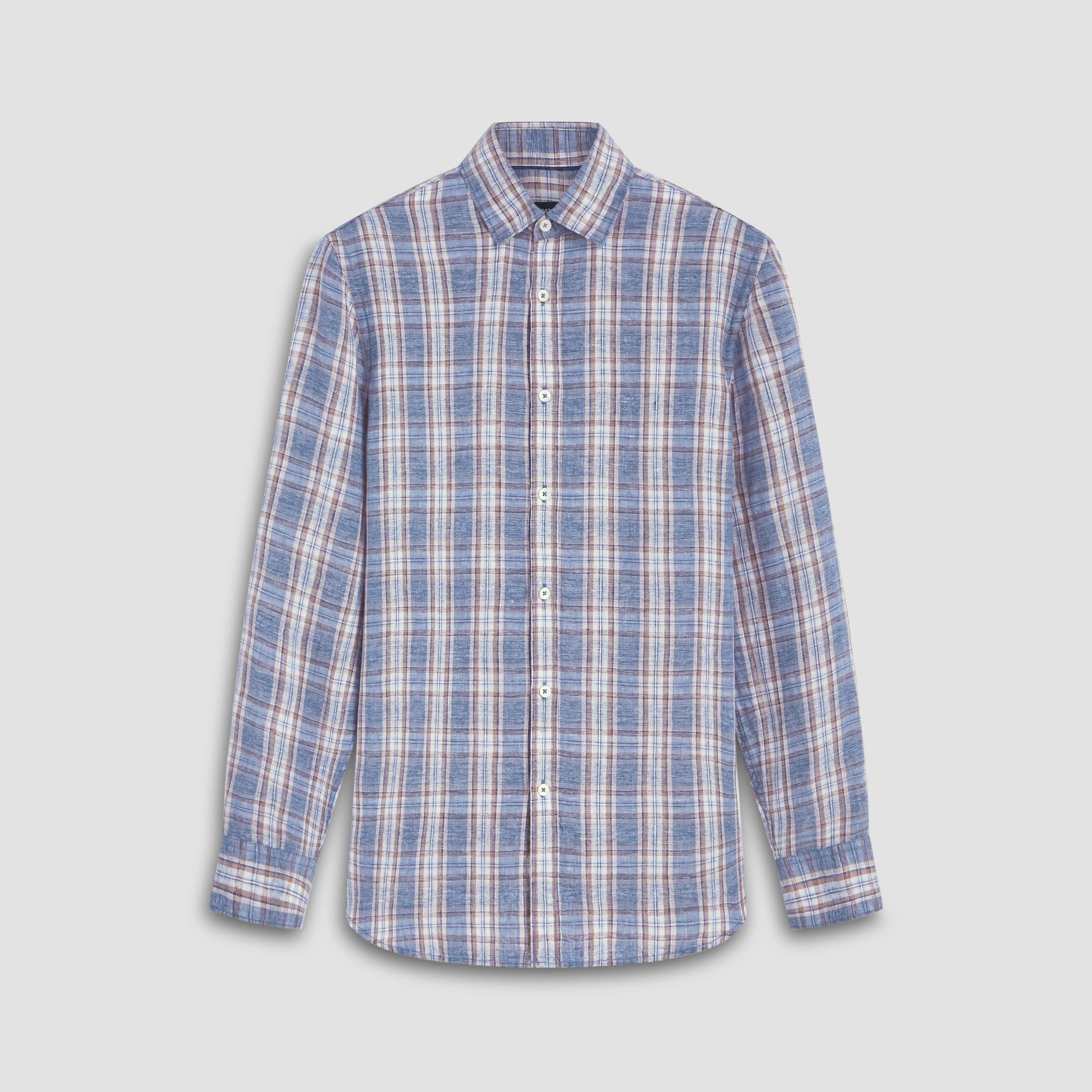 Karl Plaid Check Linen Shirt sold by Bugatchi
