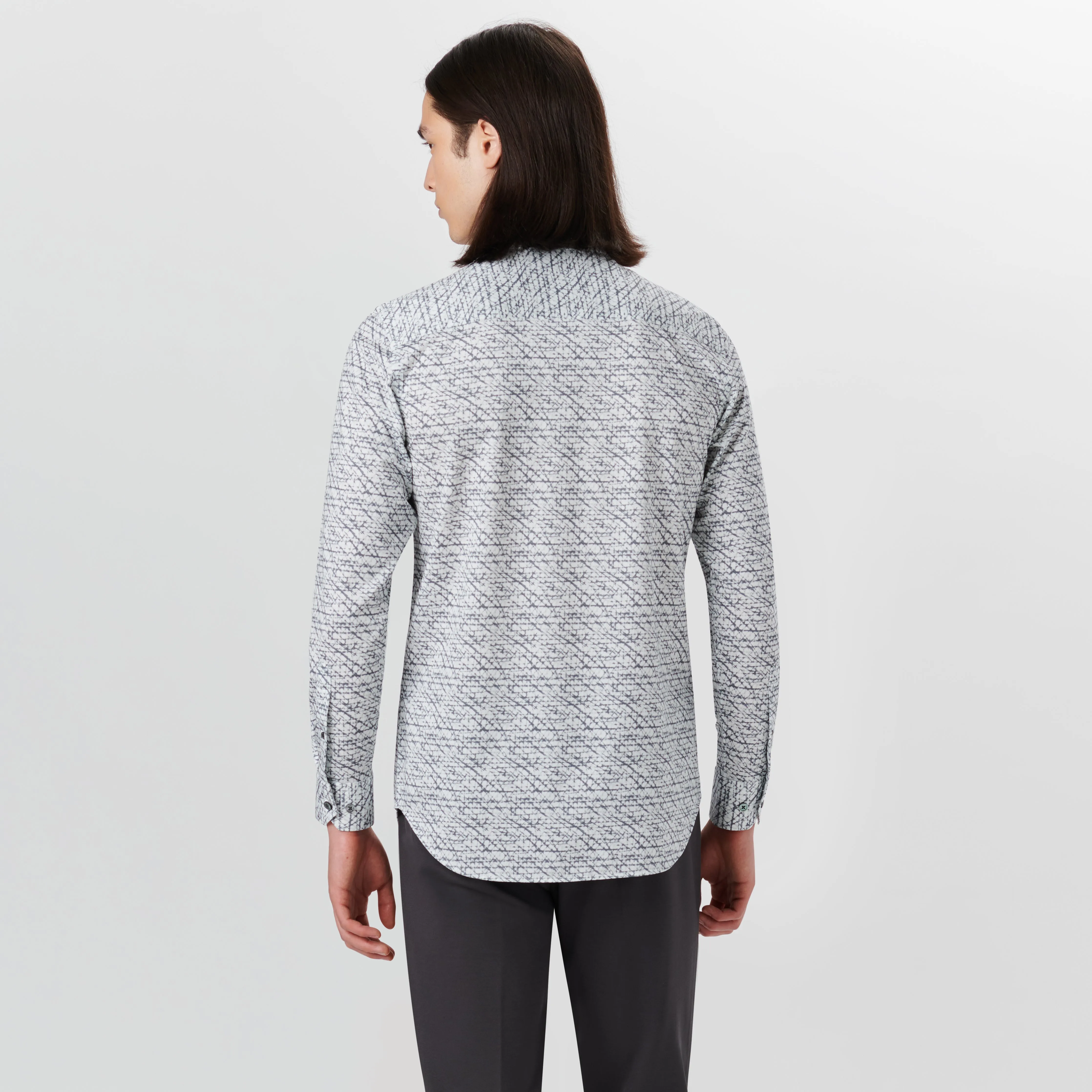 JAMES Abstract Print OoohCotton Twill Shirt sold by Bugatchi product image thumbnail 4