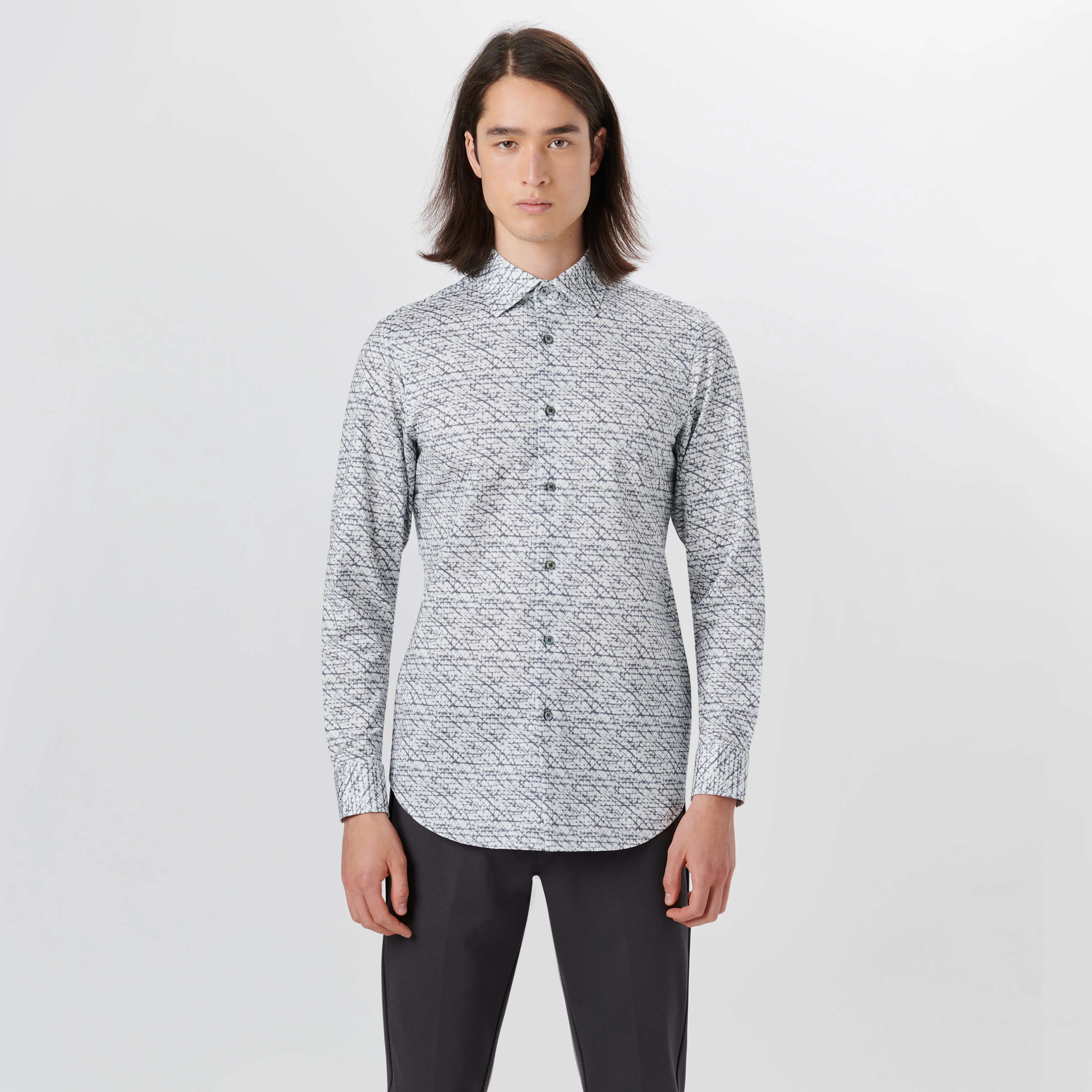 JAMES Abstract Print OoohCotton Twill Shirt sold by Bugatchi product image thumbnail 2