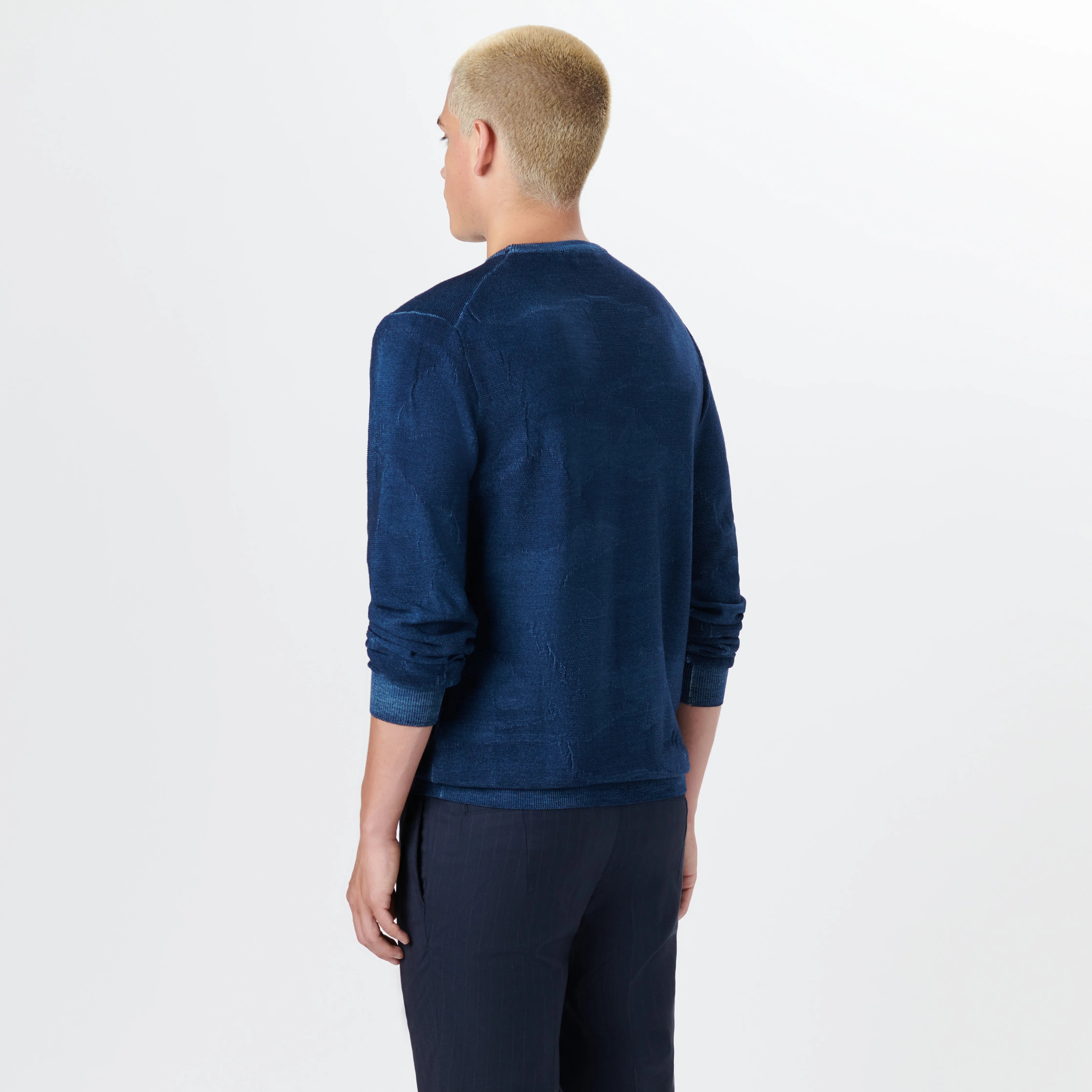 Super Merino Crew Neck Jacquard Sweater sold by Bugatchi product image thumbnail 4