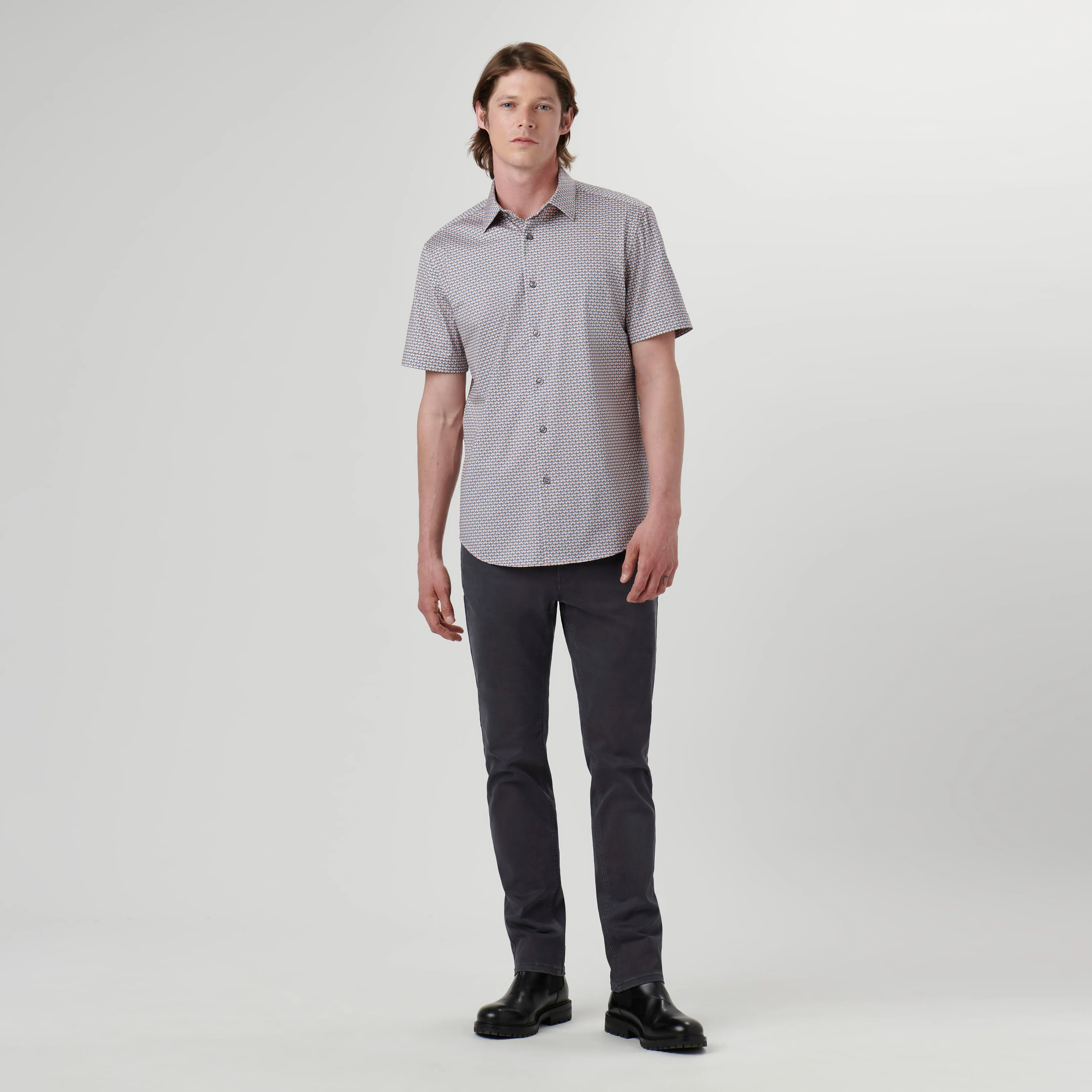 Miles Geometric OoohCotton Short Sleeve Shirt sold by Bugatchi product image thumbnail 5
