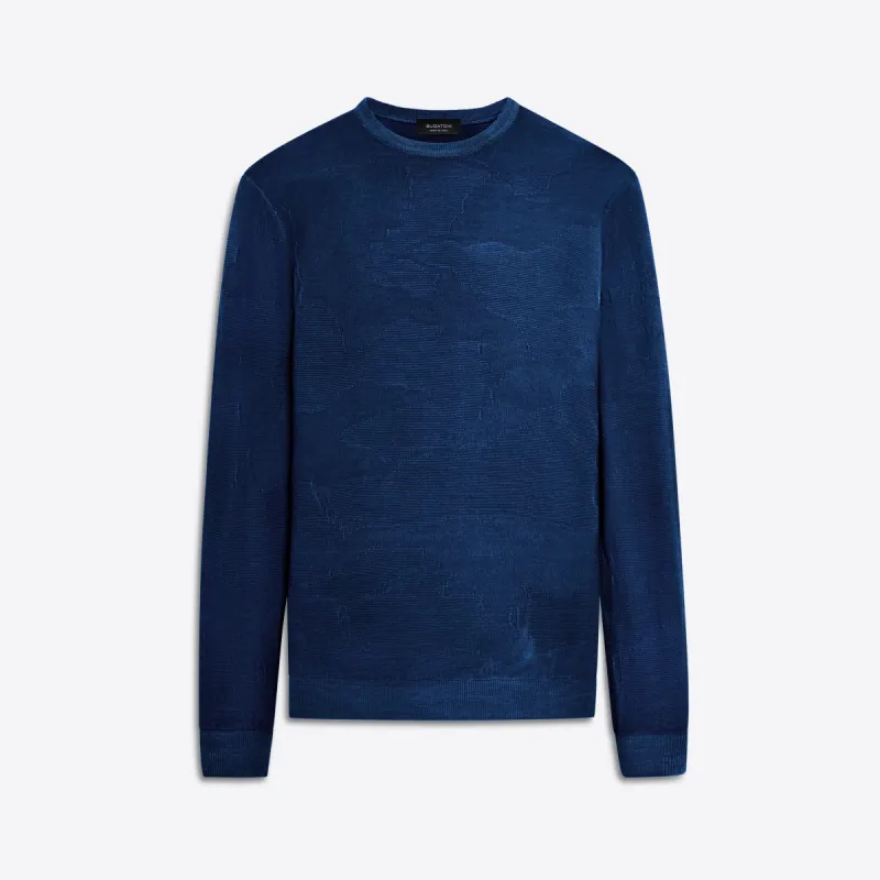 Super Merino Crew Neck Jacquard Sweater sold by Bugatchi