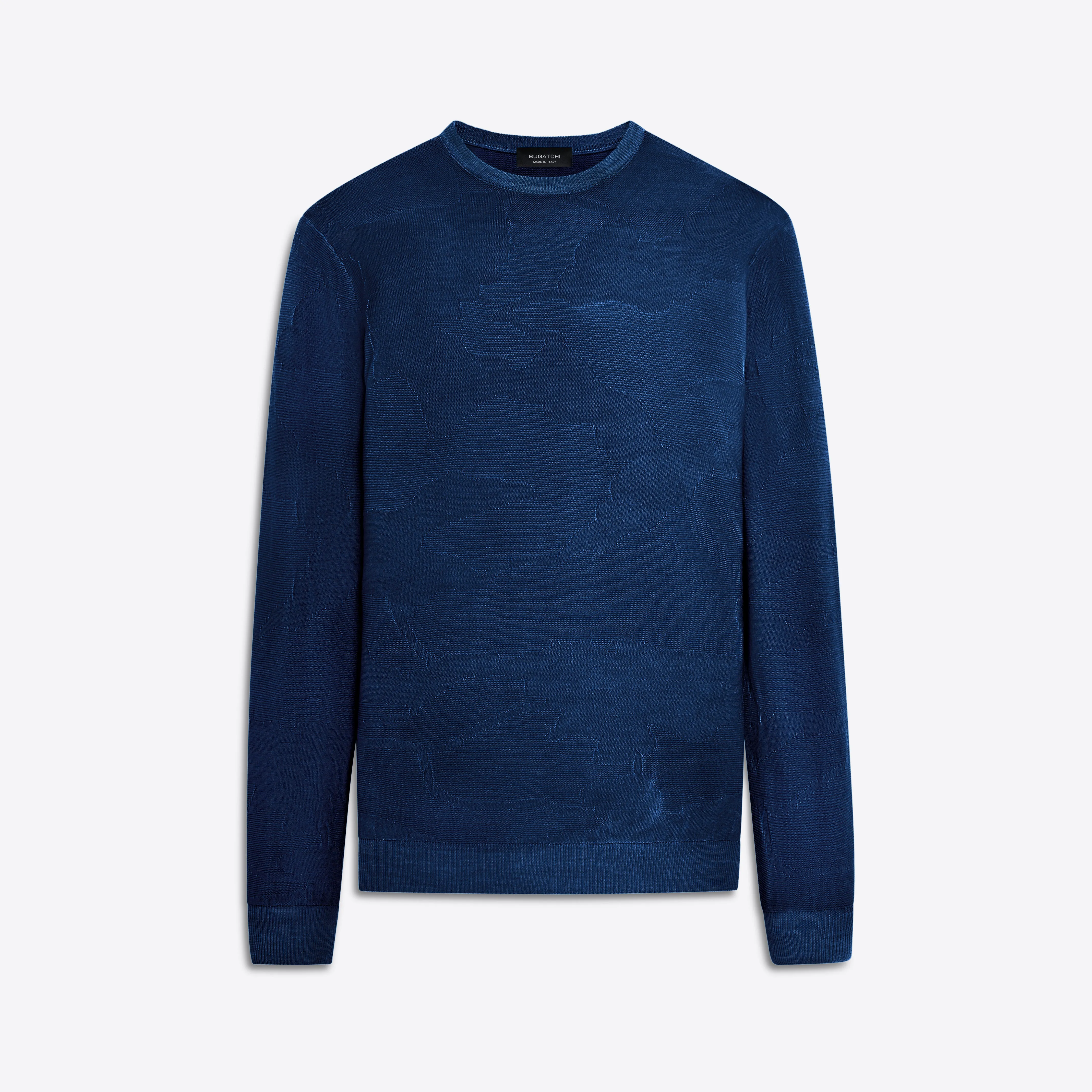 Super Merino Crew Neck Jacquard Sweater sold by Bugatchi