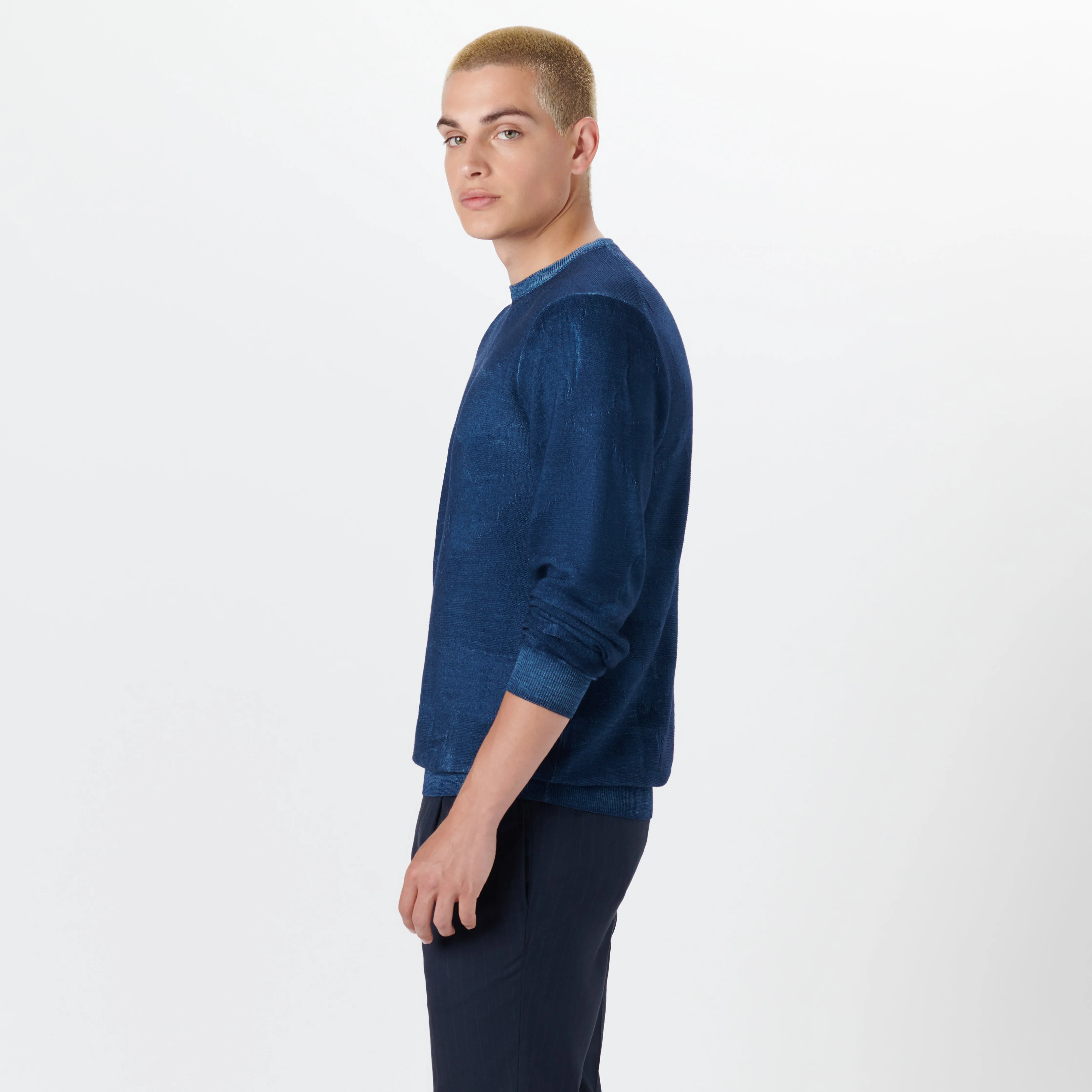 Super Merino Crew Neck Jacquard Sweater sold by Bugatchi product image thumbnail 3