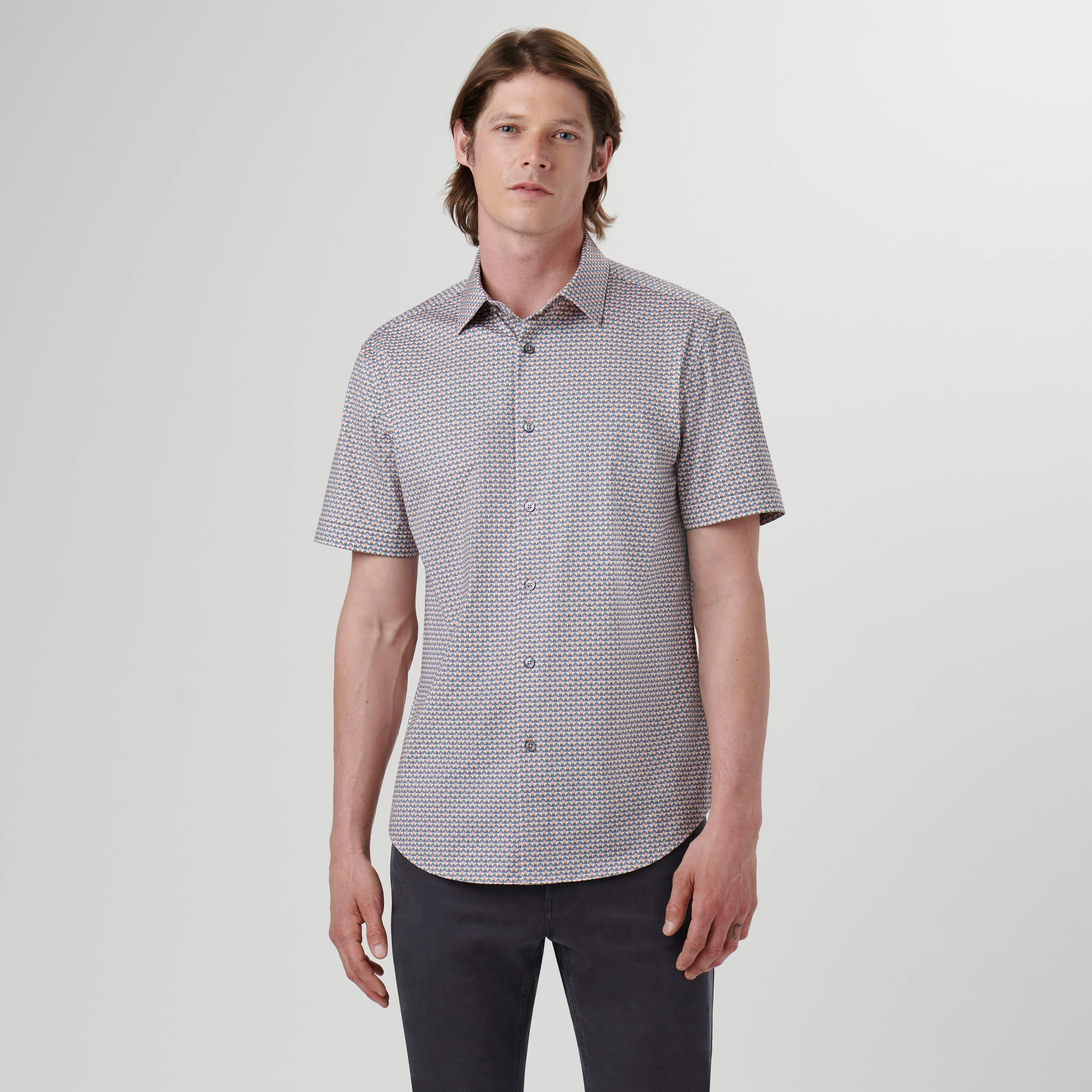 Miles Geometric OoohCotton Short Sleeve Shirt sold by Bugatchi product image thumbnail 2