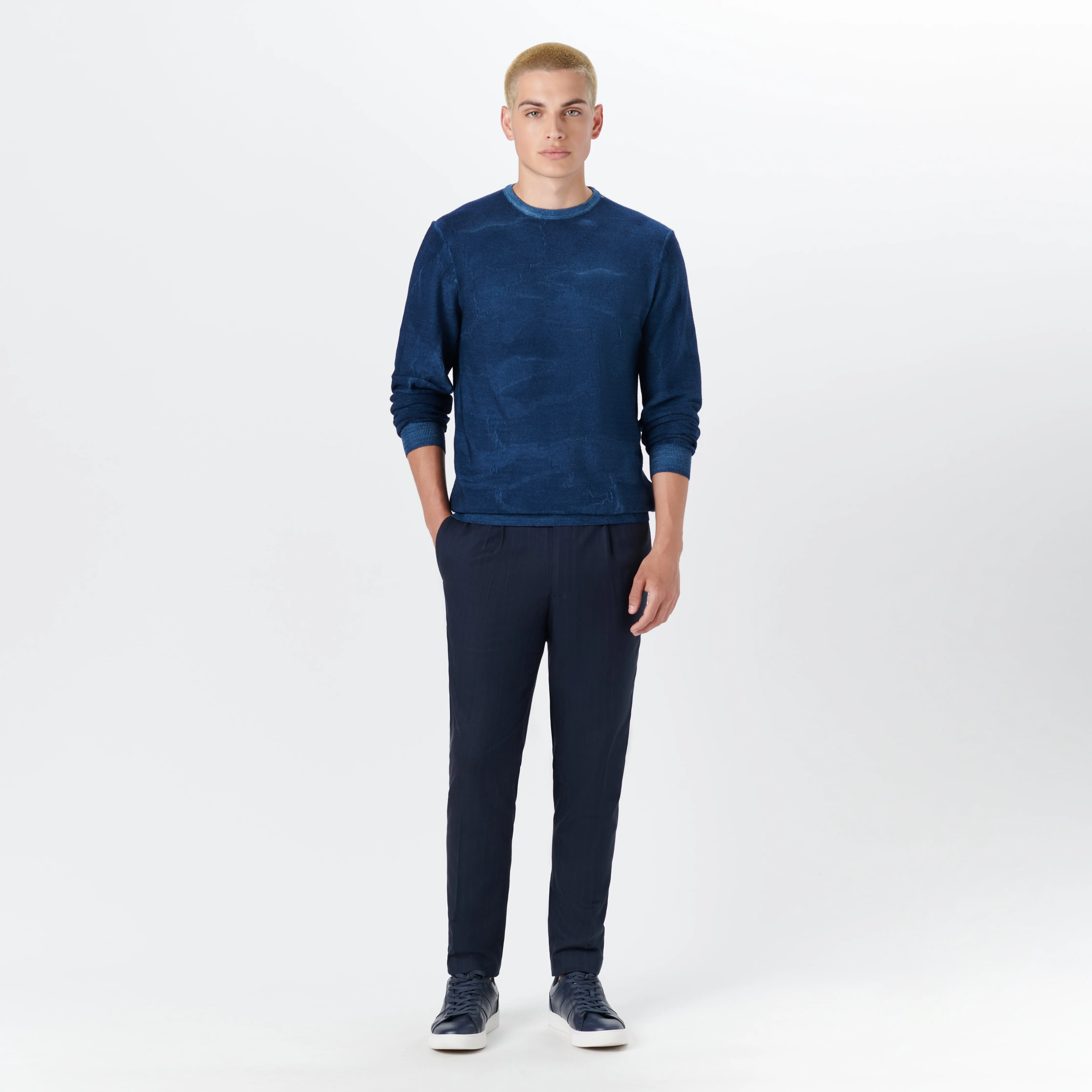 Super Merino Crew Neck Jacquard Sweater sold by Bugatchi product image thumbnail 5