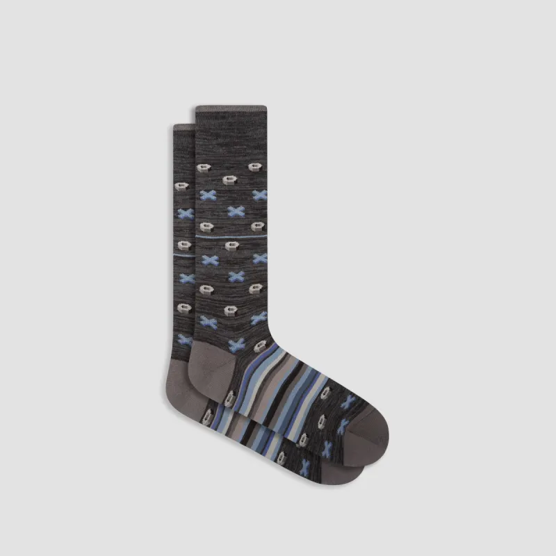 Geometric Mid-Calf Socks sold by Bugatchi