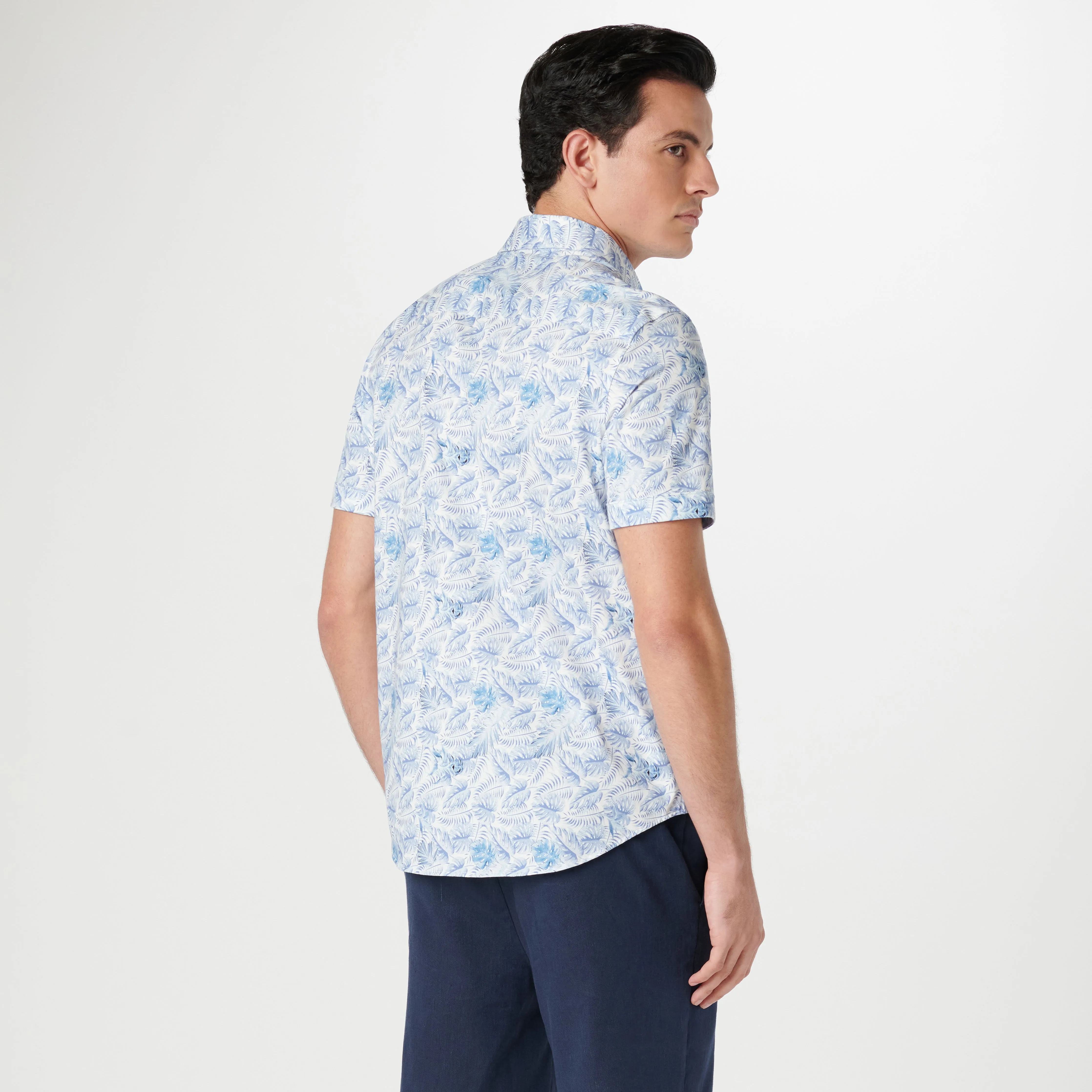 Miles Leaf Print OoohCotton Short Sleeve Shirt sold by Bugatchi product image thumbnail 4