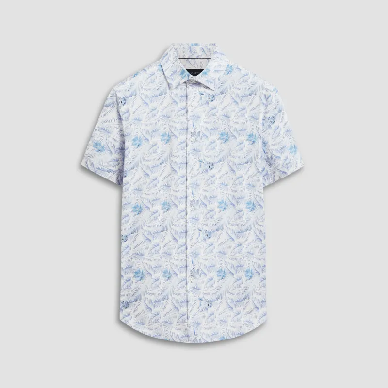 Miles Leaf Print OoohCotton Short Sleeve Shirt sold by Bugatchi