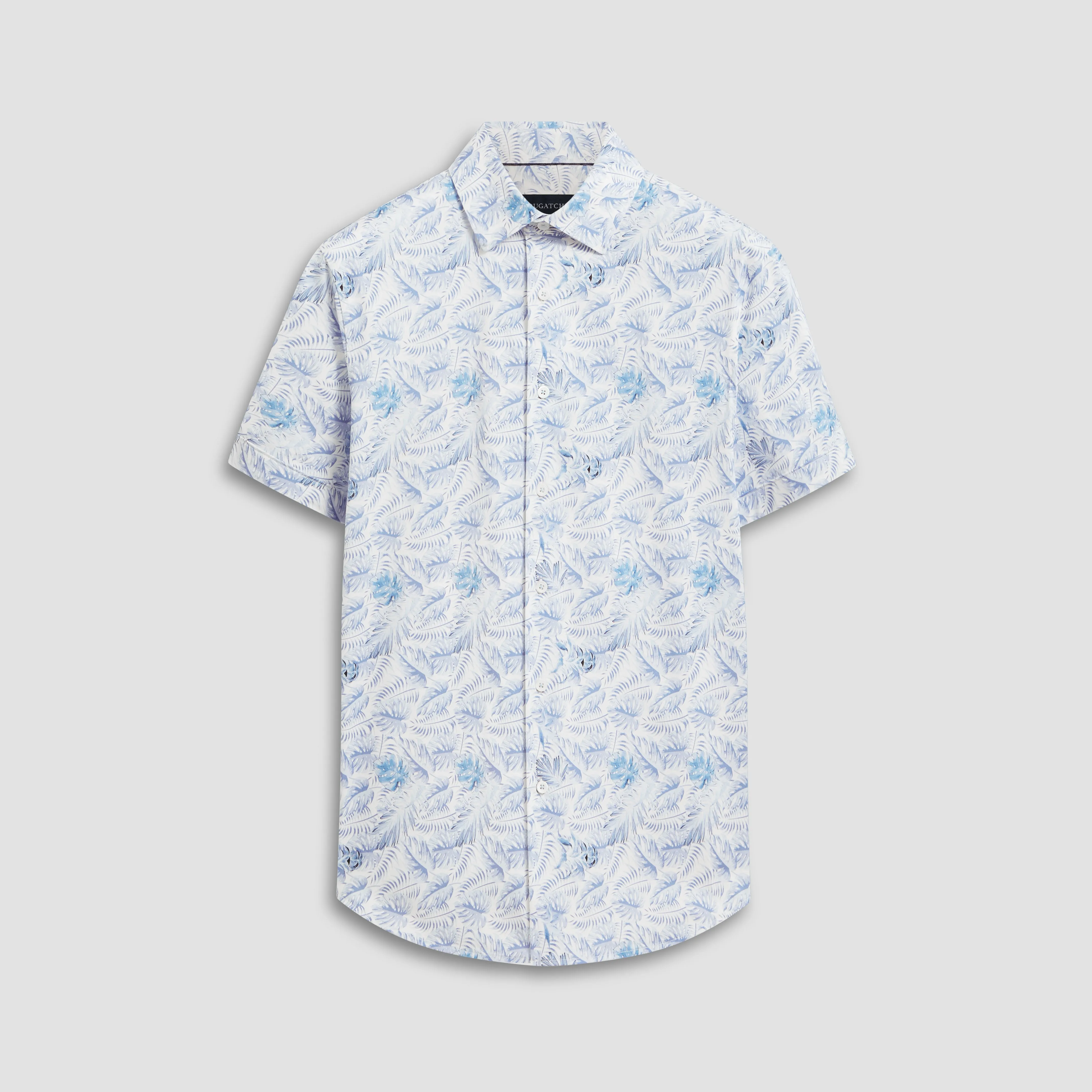 Miles Leaf Print OoohCotton Short Sleeve Shirt sold by Bugatchi