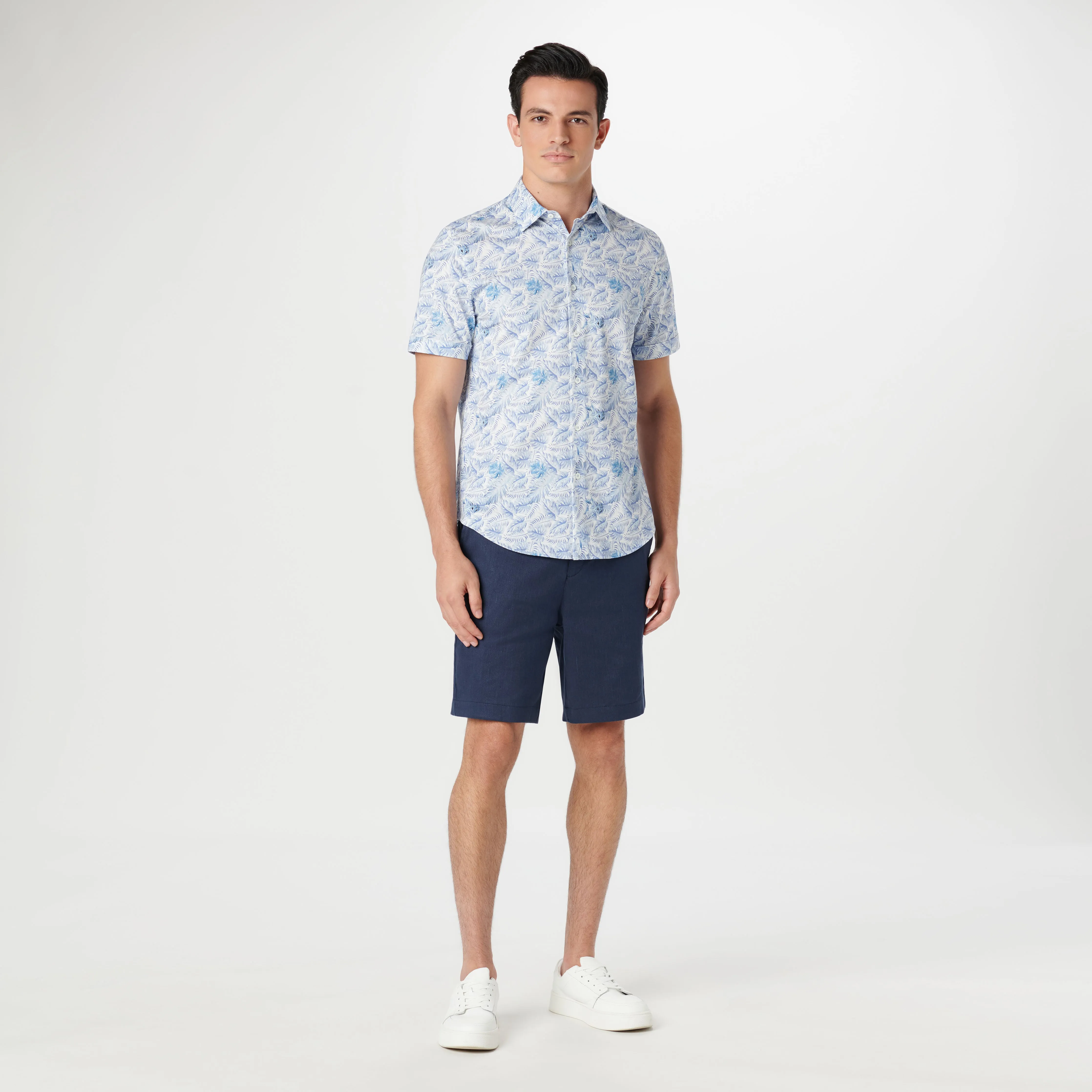 Miles Leaf Print OoohCotton Short Sleeve Shirt sold by Bugatchi product image thumbnail 5
