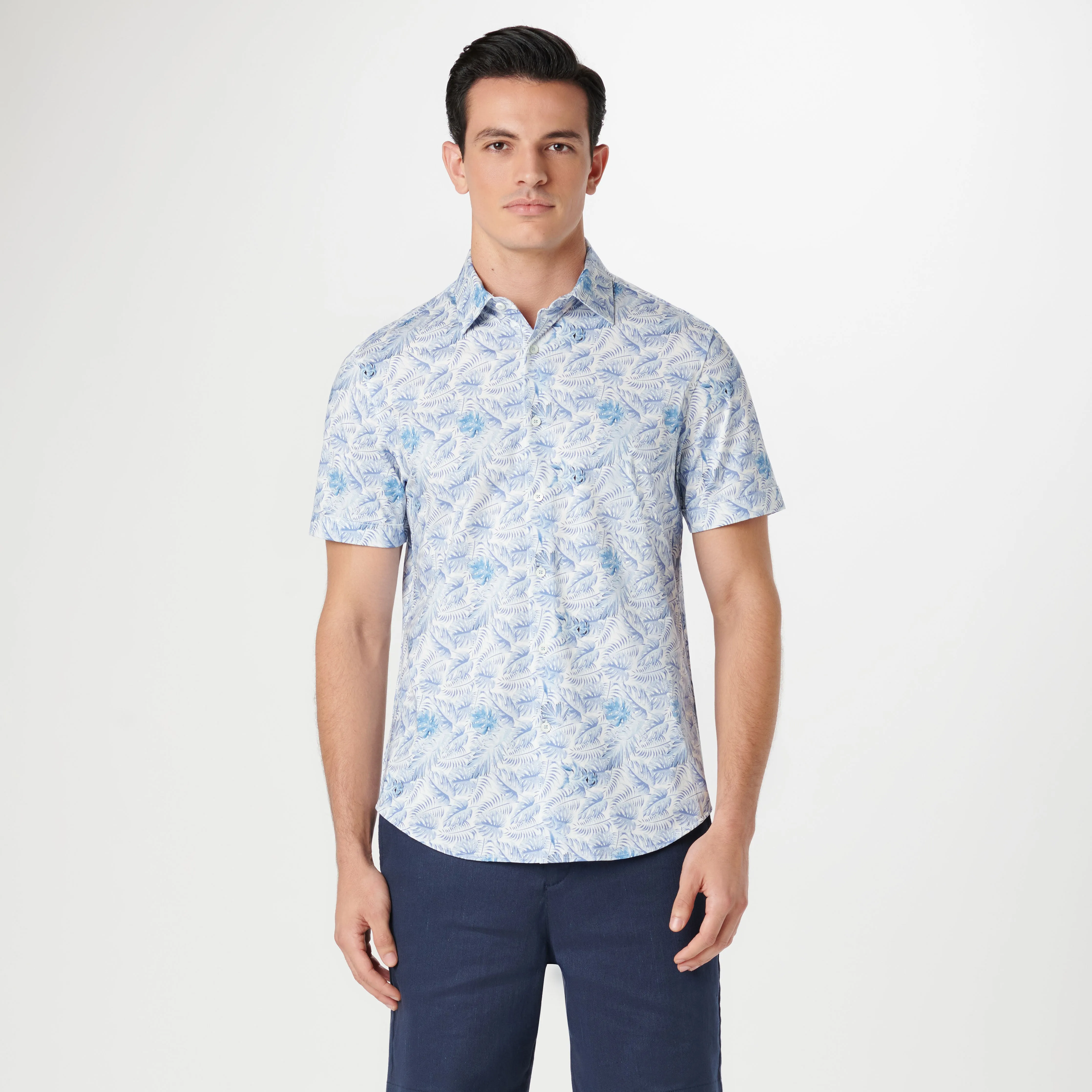 Miles Leaf Print OoohCotton Short Sleeve Shirt sold by Bugatchi product image thumbnail 2