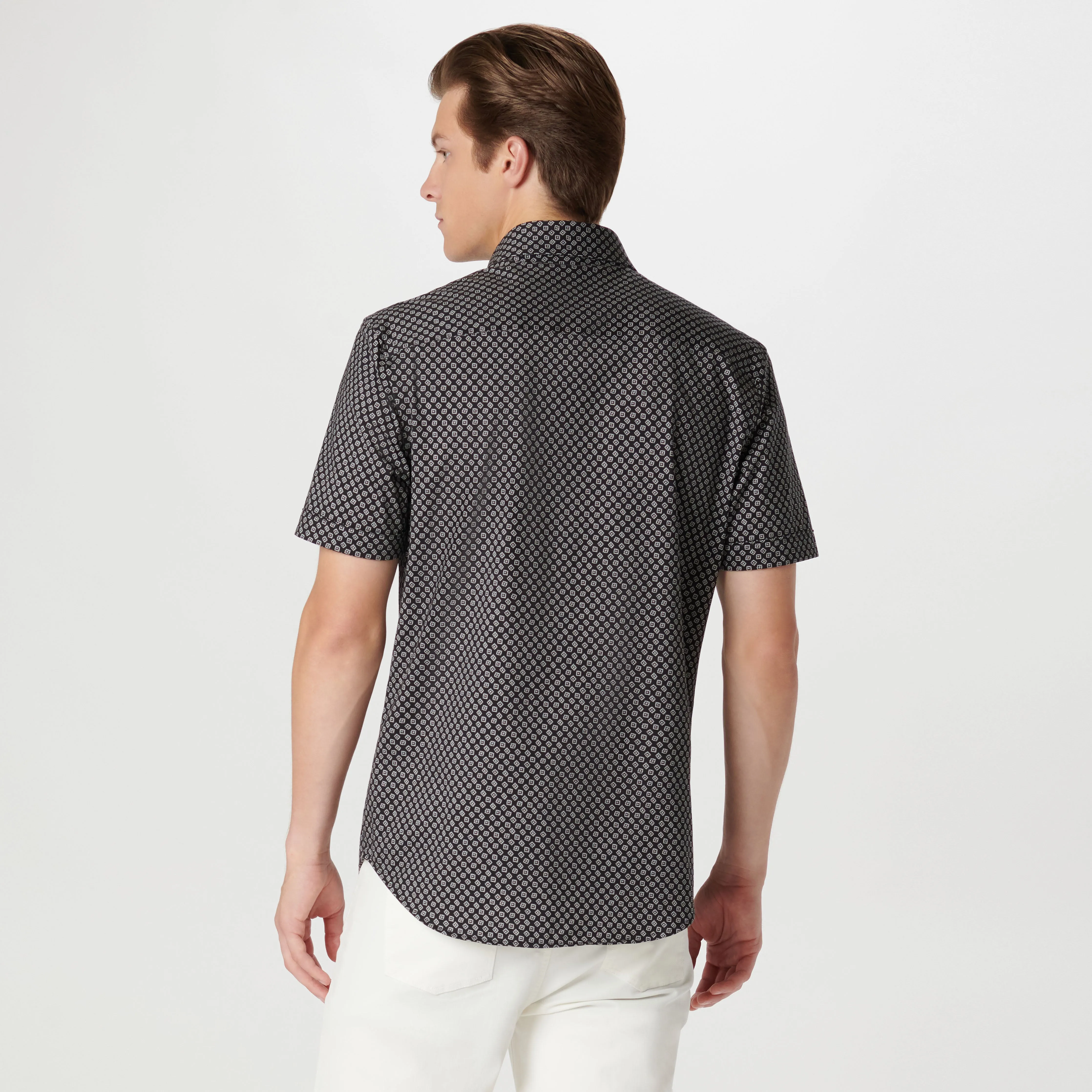 Miles Geometric OoohCotton Short Sleeve Shirt sold by Bugatchi product image thumbnail 4